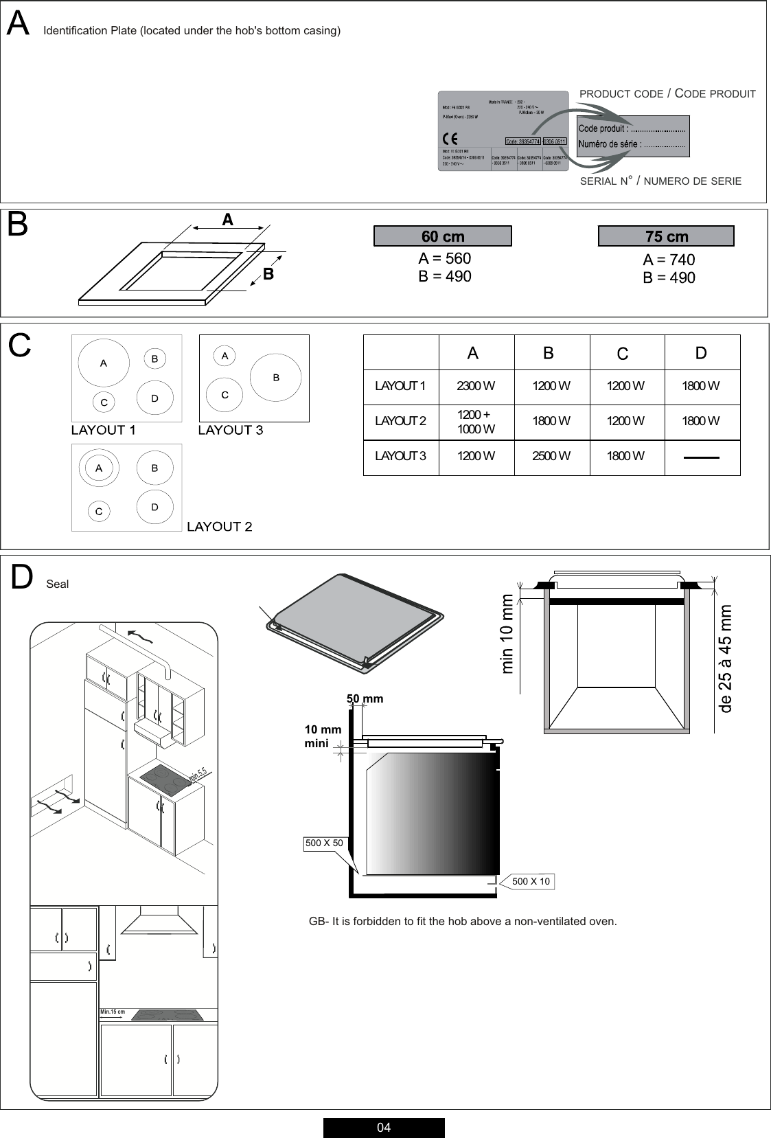 Page 3 of 12 - Hoover Ceramic Hob HVC604C Instruction Manual - Product Code 33801746