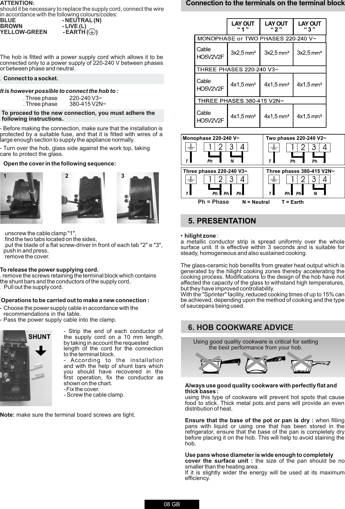 Page 7 of 12 - Hoover Ceramic Hob HVC604C Instruction Manual - Product Code 33801746