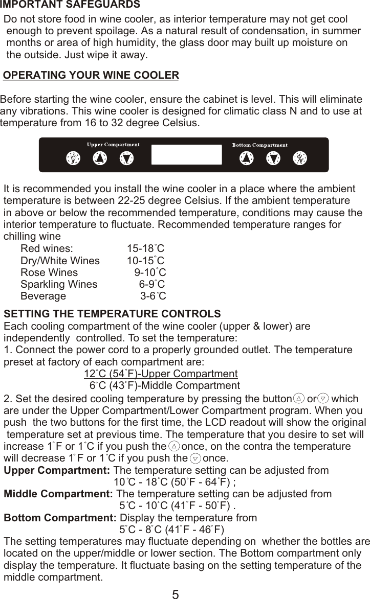 Page 6 of 10 - Hoover HWC 2536DL Wine Cooler HWC2536DL Instruction Manual - Product Code 34000889 User  To The F8aa57dc-9b35-48d0-9988-8b97a3aed634