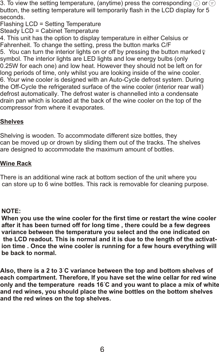 Page 7 of 10 - Hoover HWC 2536DL Wine Cooler HWC2536DL Instruction Manual - Product Code 34000889 User  To The F8aa57dc-9b35-48d0-9988-8b97a3aed634