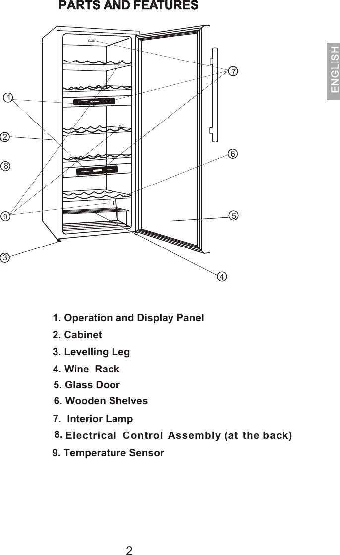 Page 3 of 10 - Hoover Wine Cooler HWC2536DL Instruction Manual - Product Code 34000889 HWC 2536DL
