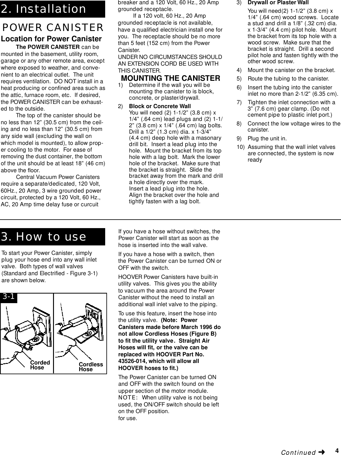 Page 4 of 12 - Hoover Hoover-Central-Vacuum-Systems-Users-Manual-  Hoover-central-vacuum-systems-users-manual