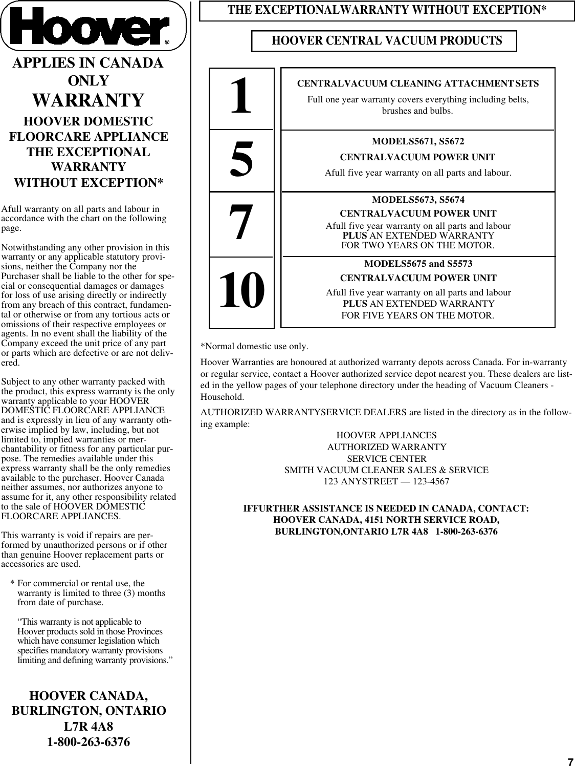 Page 7 of 12 - Hoover Hoover-Central-Vacuum-Systems-Users-Manual-  Hoover-central-vacuum-systems-users-manual