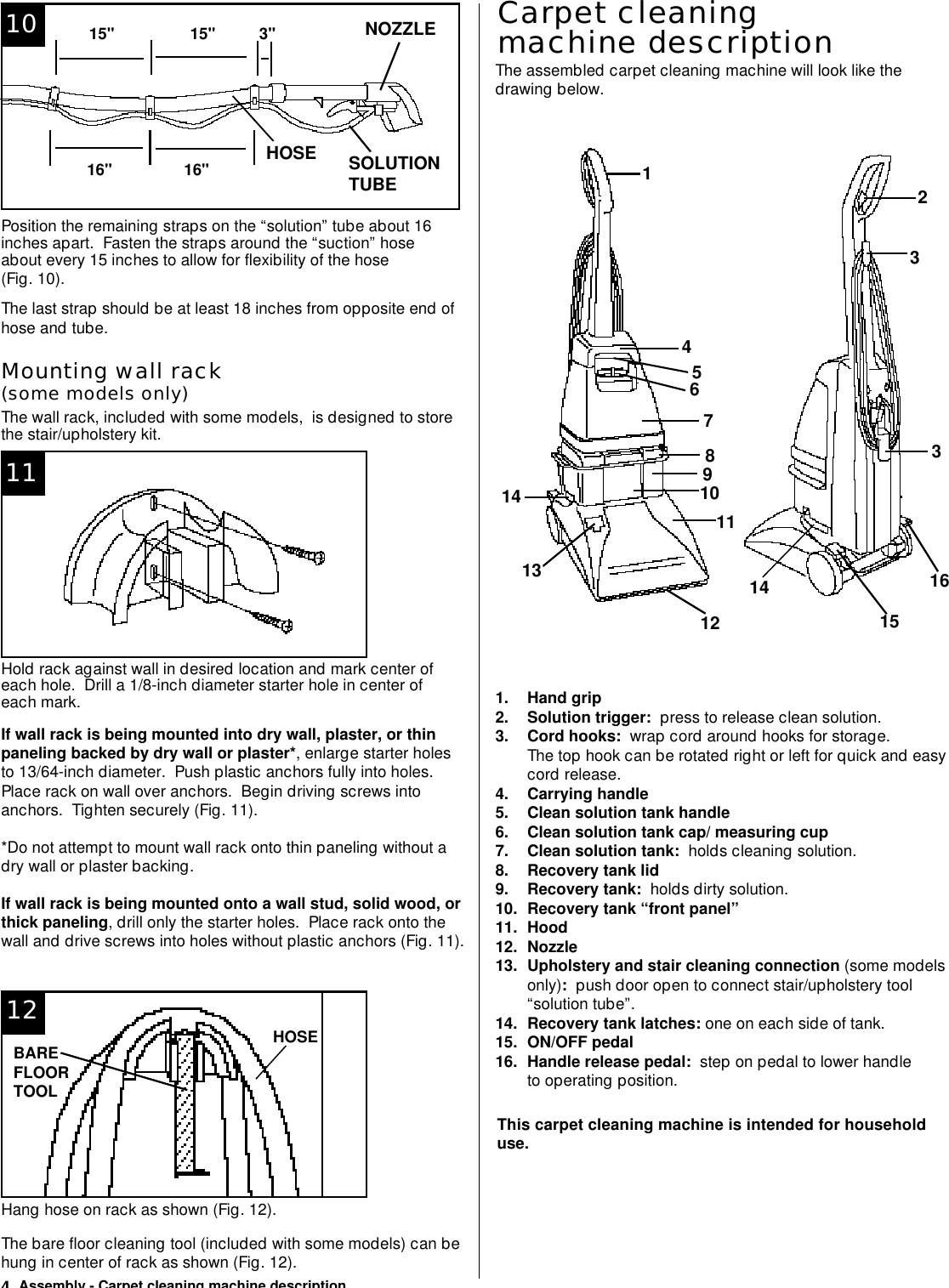 Page 4 of 12 - Hoover Hoover-F5810-Steamvac-Carpet-Cleaner-Owners-Manual-  Hoover-f5810-steamvac-carpet-cleaner-owners-manual