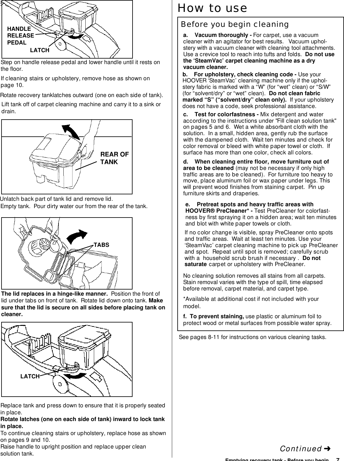 Page 7 of 12 - Hoover Hoover-F5810-Steamvac-Carpet-Cleaner-Owners-Manual-  Hoover-f5810-steamvac-carpet-cleaner-owners-manual