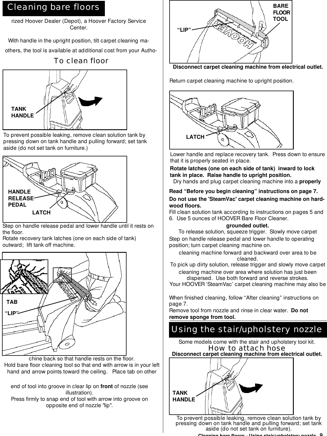 Page 9 of 12 - Hoover Hoover-F5810-Steamvac-Carpet-Cleaner-Owners-Manual-  Hoover-f5810-steamvac-carpet-cleaner-owners-manual