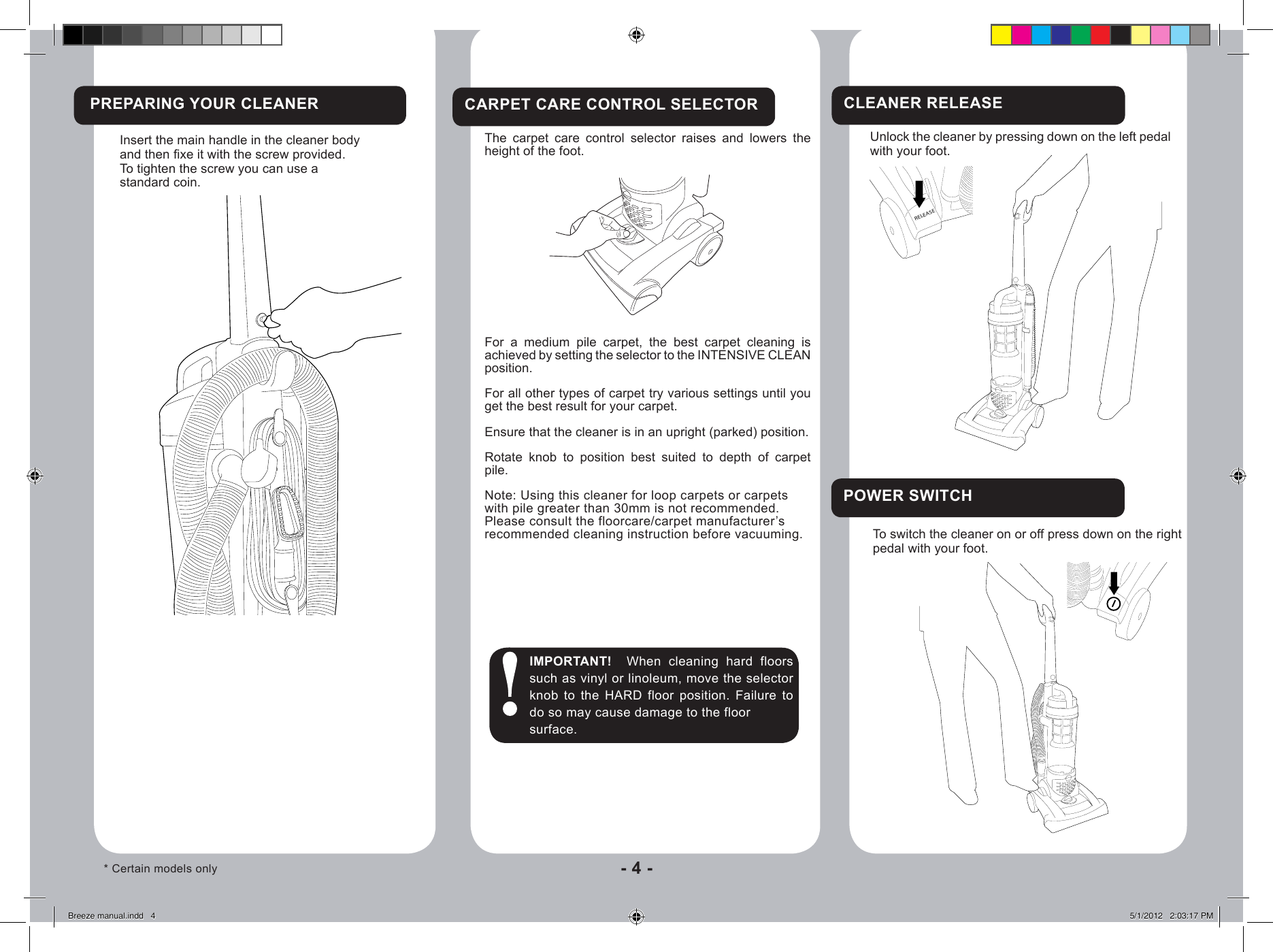 Page 4 of 10 - Hoover Hoover-Hoover-Vacuum-Cleaner-Breeze-Users-Manual-  Hoover-hoover-vacuum-cleaner-breeze-users-manual