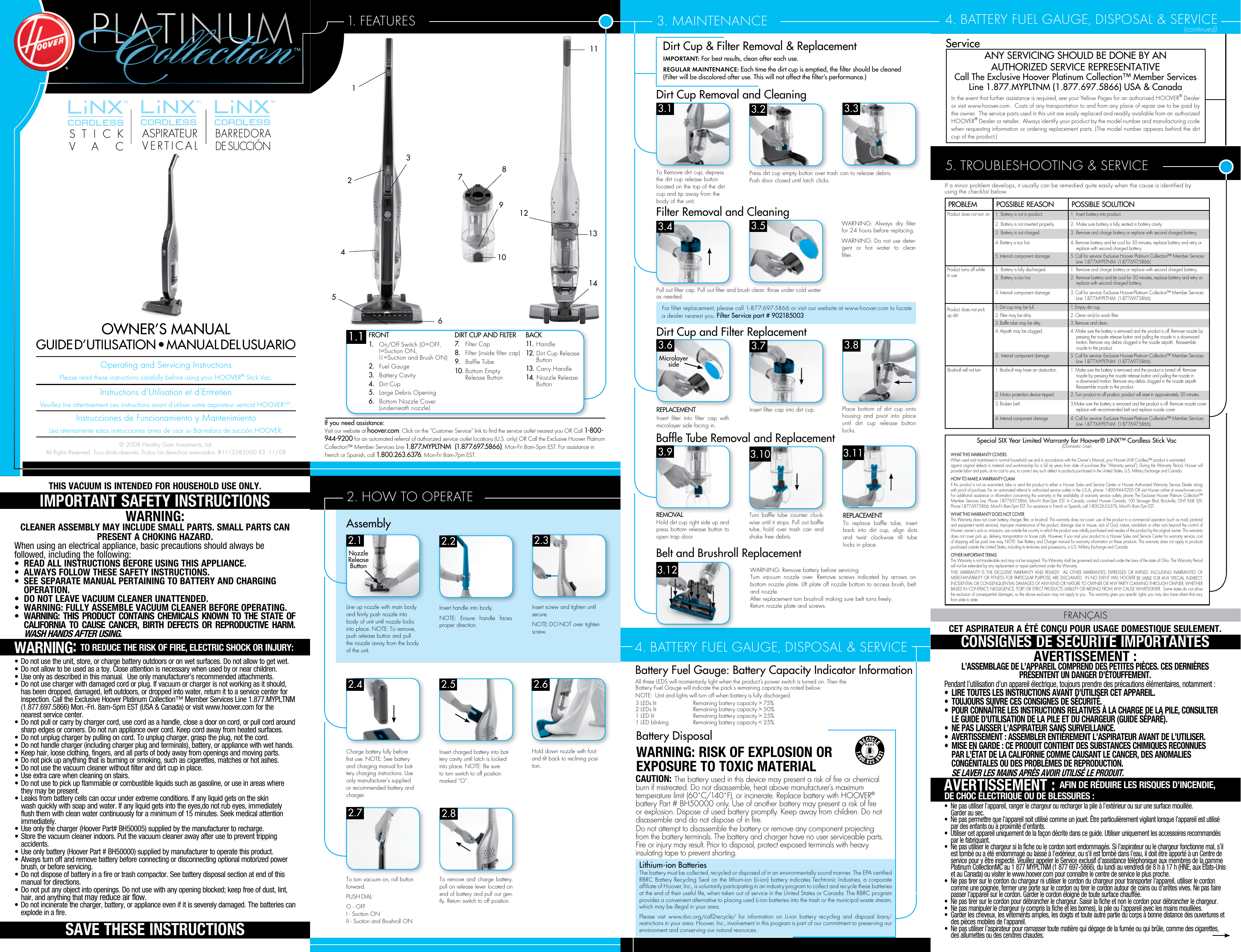 Page 1 of 2 - Hoover Hoover-Platinum-Cordless-Stick-Vac-Users-Manual-  Hoover-platinum-cordless-stick-vac-users-manual
