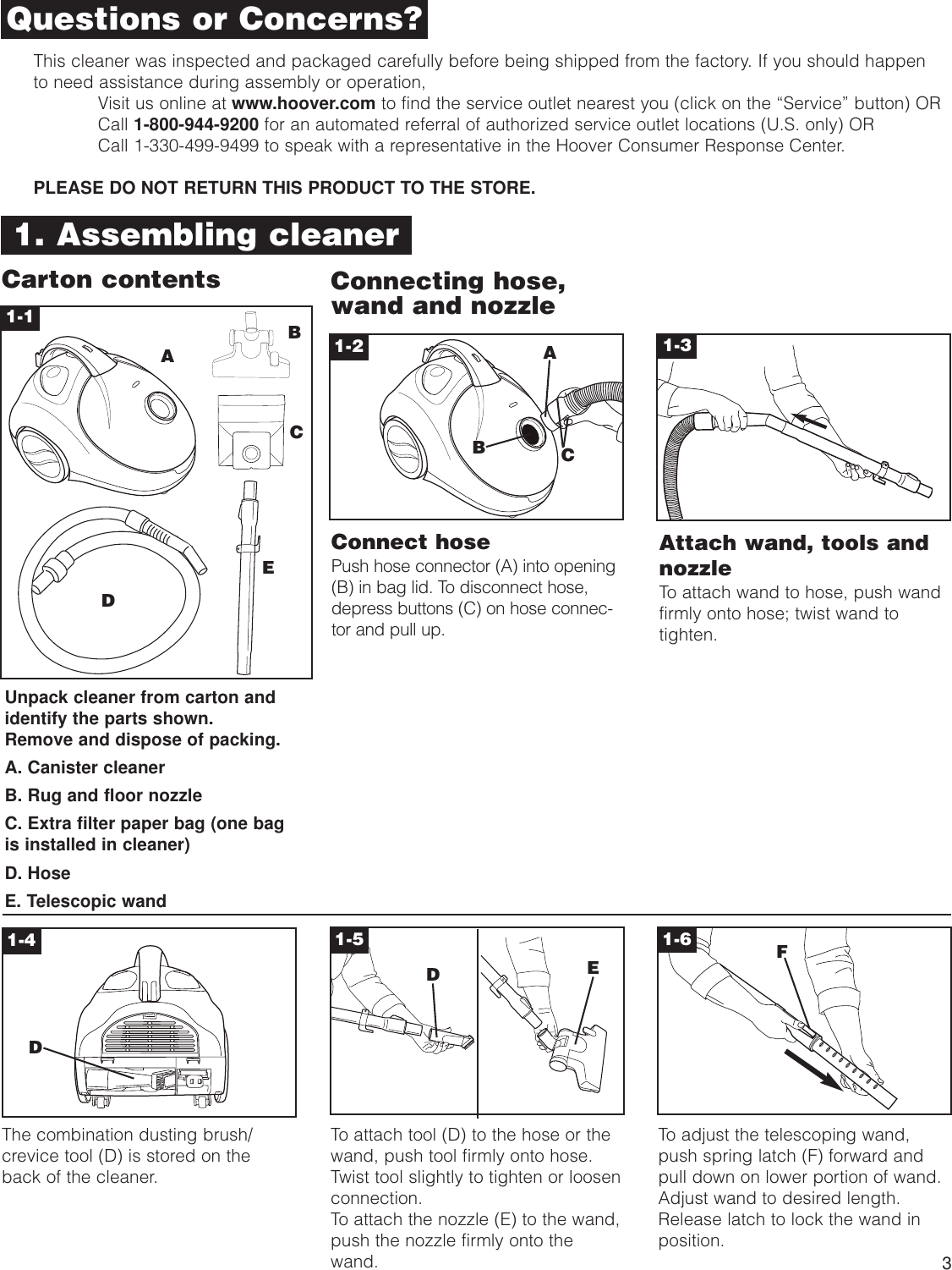 Page 3 of 9 - Hoover Hoover-S1349-Users-Manual- S1361 Canister  Hoover-s1349-users-manual