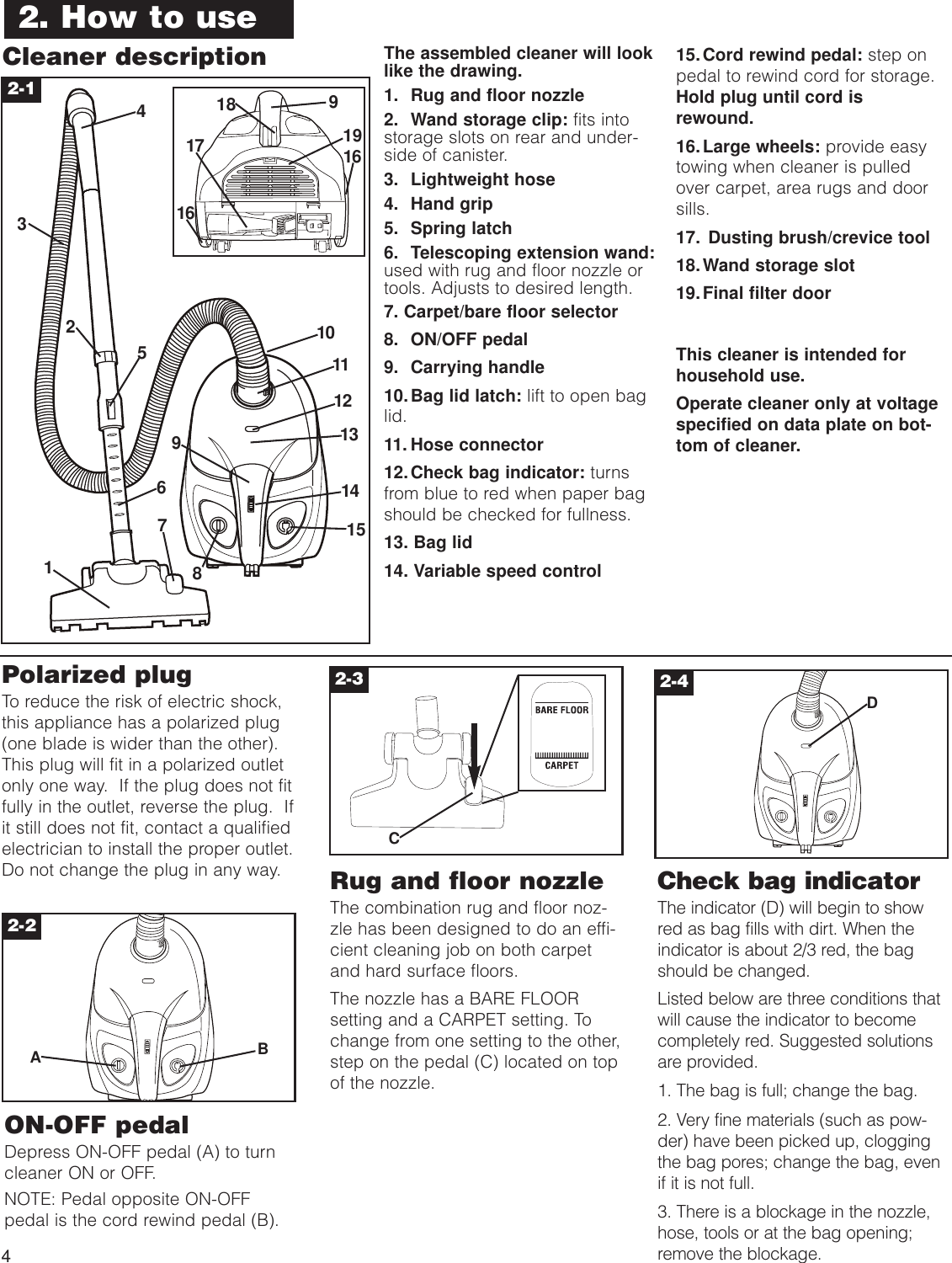 Page 4 of 9 - Hoover Hoover-S1349-Users-Manual- S1361 Canister  Hoover-s1349-users-manual