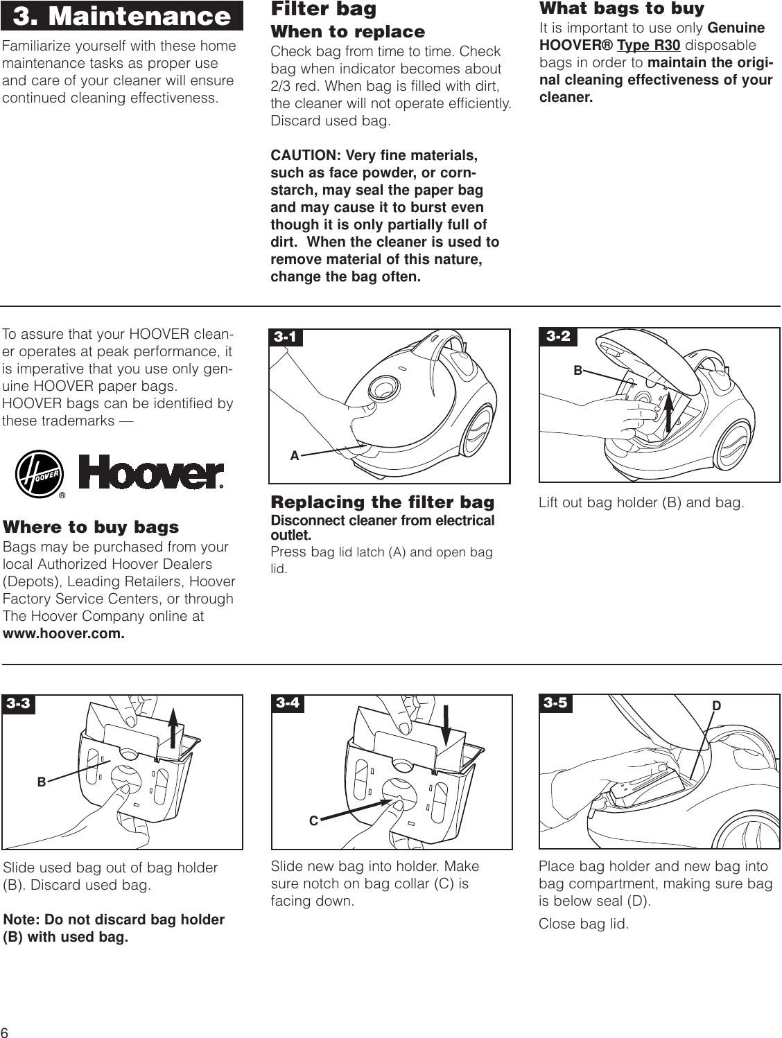Page 6 of 9 - Hoover Hoover-S1349-Users-Manual- S1361 Canister  Hoover-s1349-users-manual