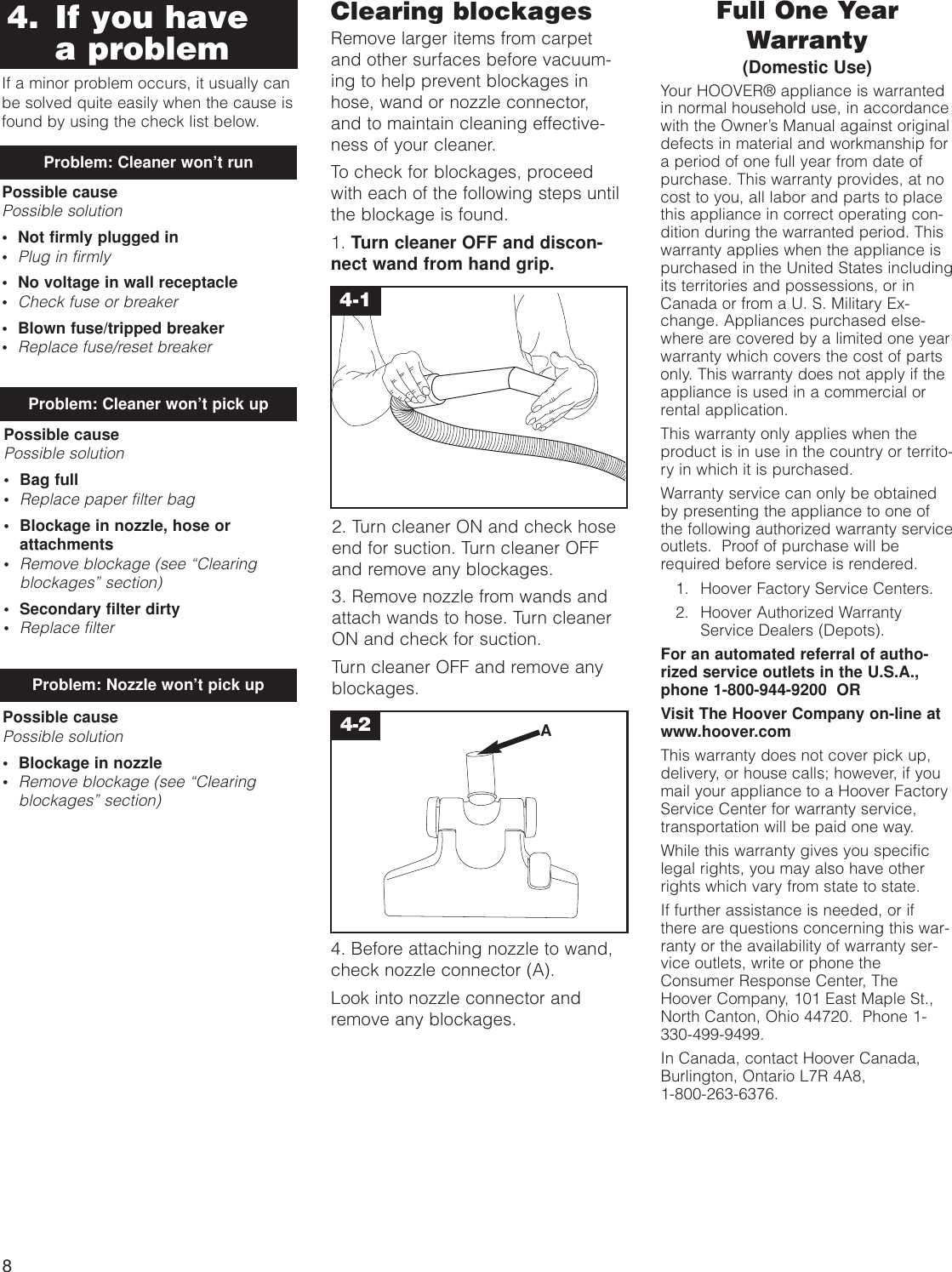 Page 8 of 9 - Hoover Hoover-S1349-Users-Manual- S1361 Canister  Hoover-s1349-users-manual