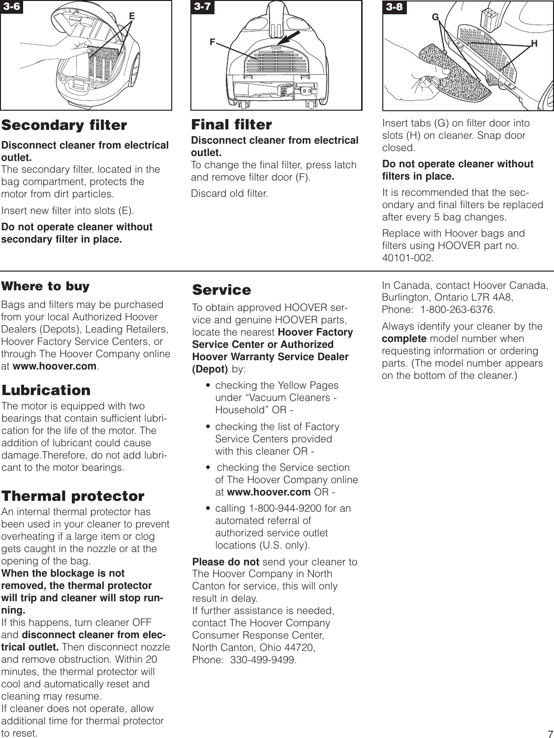 Page 7 of 9 - Hoover Hoover-S1361-Owner-S-Manual S1361 Canister