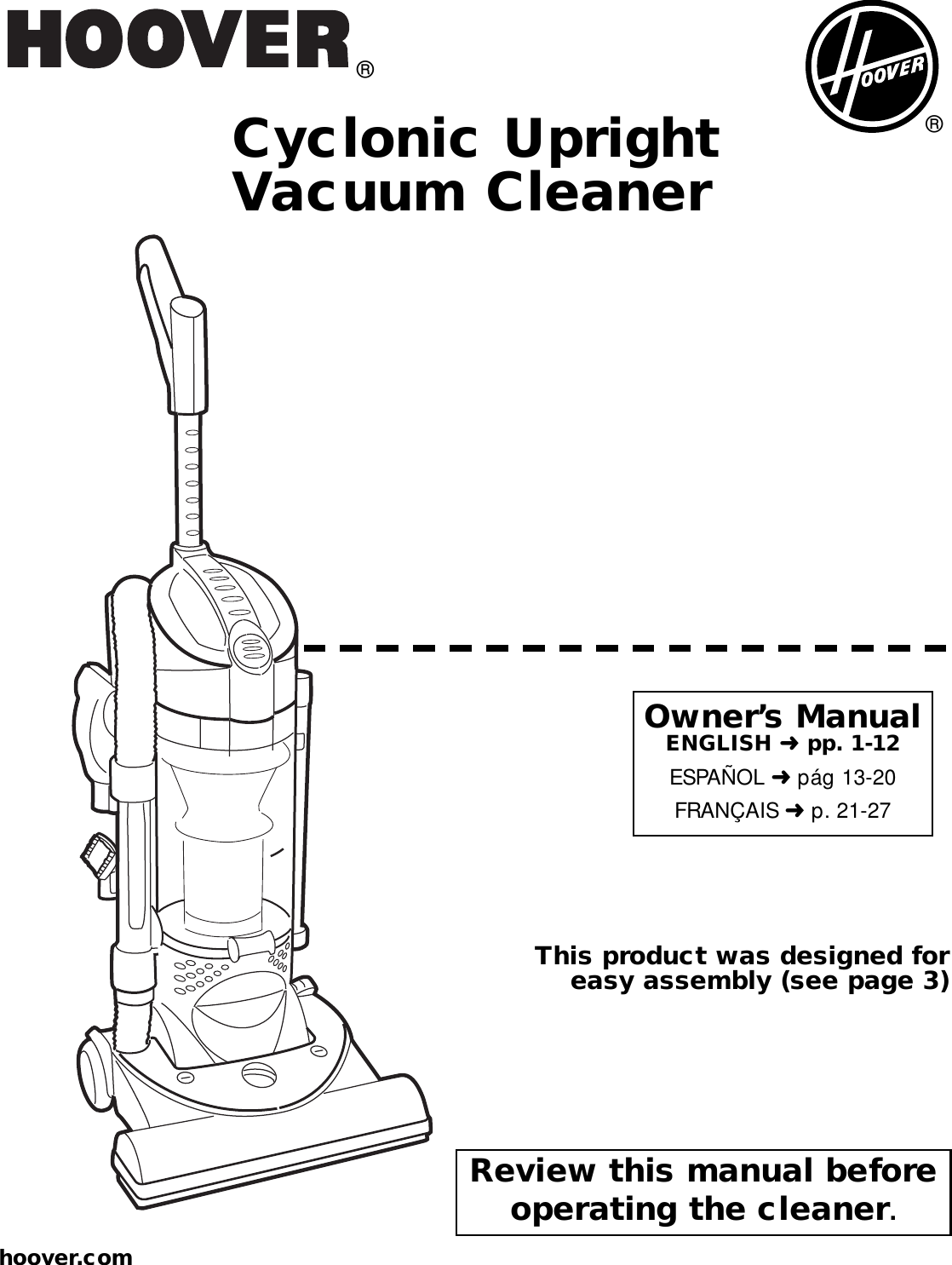 Hoover Uh70060 Owner S Manual U5180900 Fusion