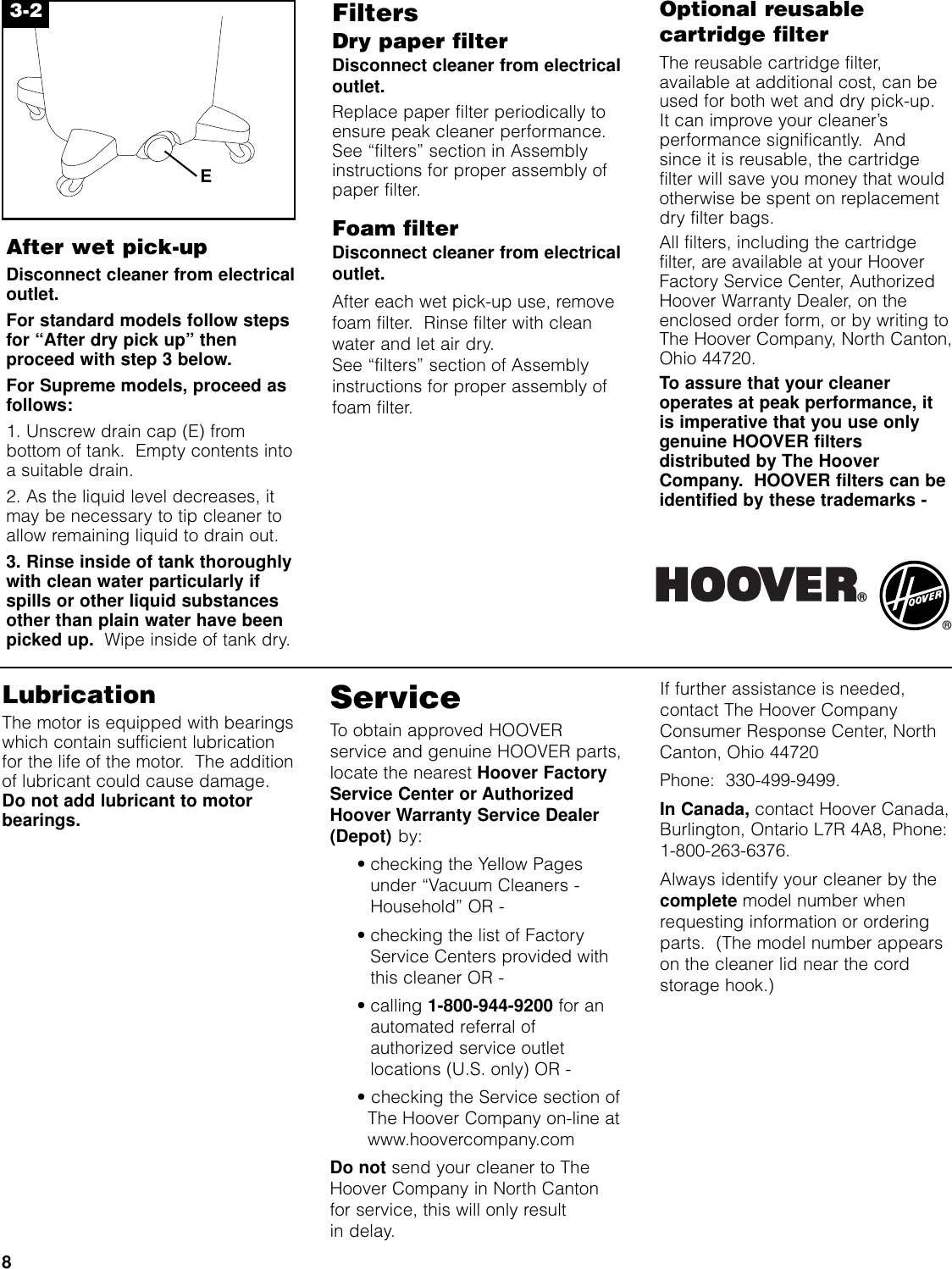 Page 8 of 9 - Hoover Hoover-Wet-Dry-Vacuum-Cleaner-Users-Manual-  Hoover-wet-dry-vacuum-cleaner-users-manual