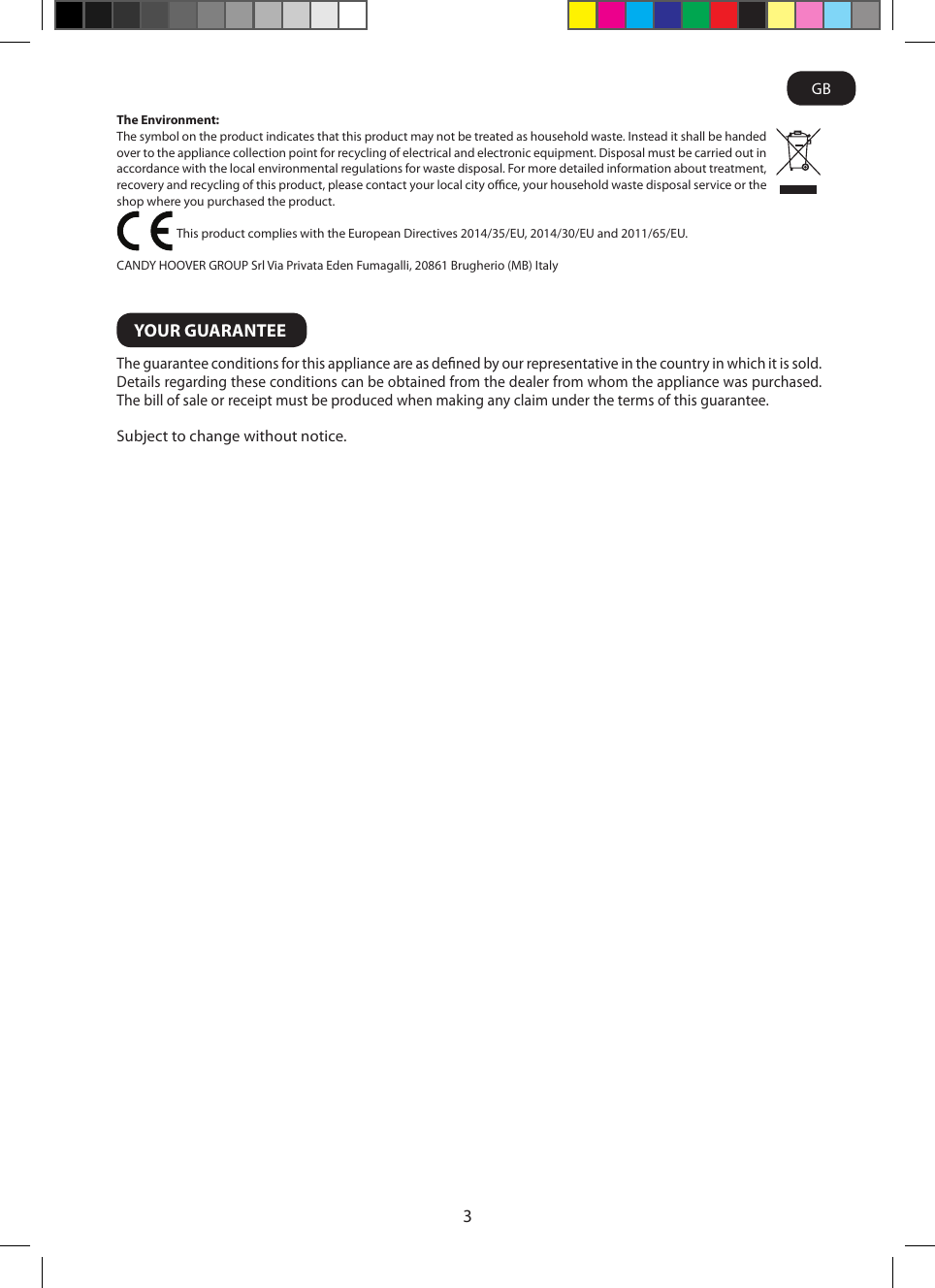 Page 6 of 7 - Hoover 48020876-JAZZ Dry IM UK _ Cover Instruction Manual Jovis-Corded-SM550AC-IM-UK