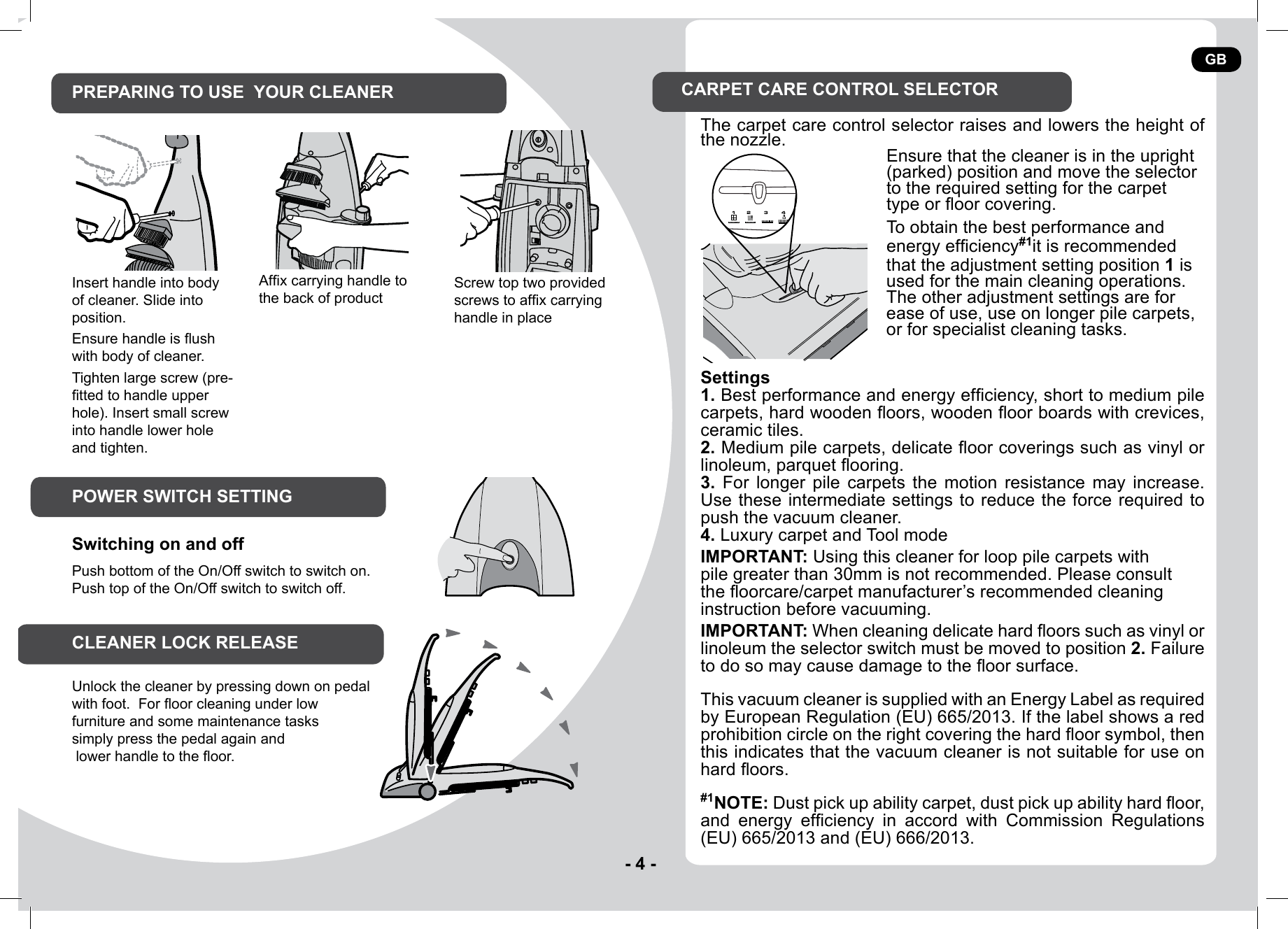 Hoover Enigma Bagged Upright Vacuum Cleaner PU31EN10 Instruction Manual
