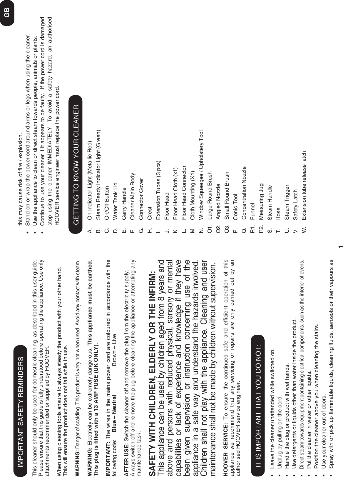 Page 3 of 5 - Hoover Steam Cleaning SteamJet Cylinder Cleaner SCMA1500 Instruction Manual - Product Code 39600136 SCM1500-UK-steam-jet-cyl