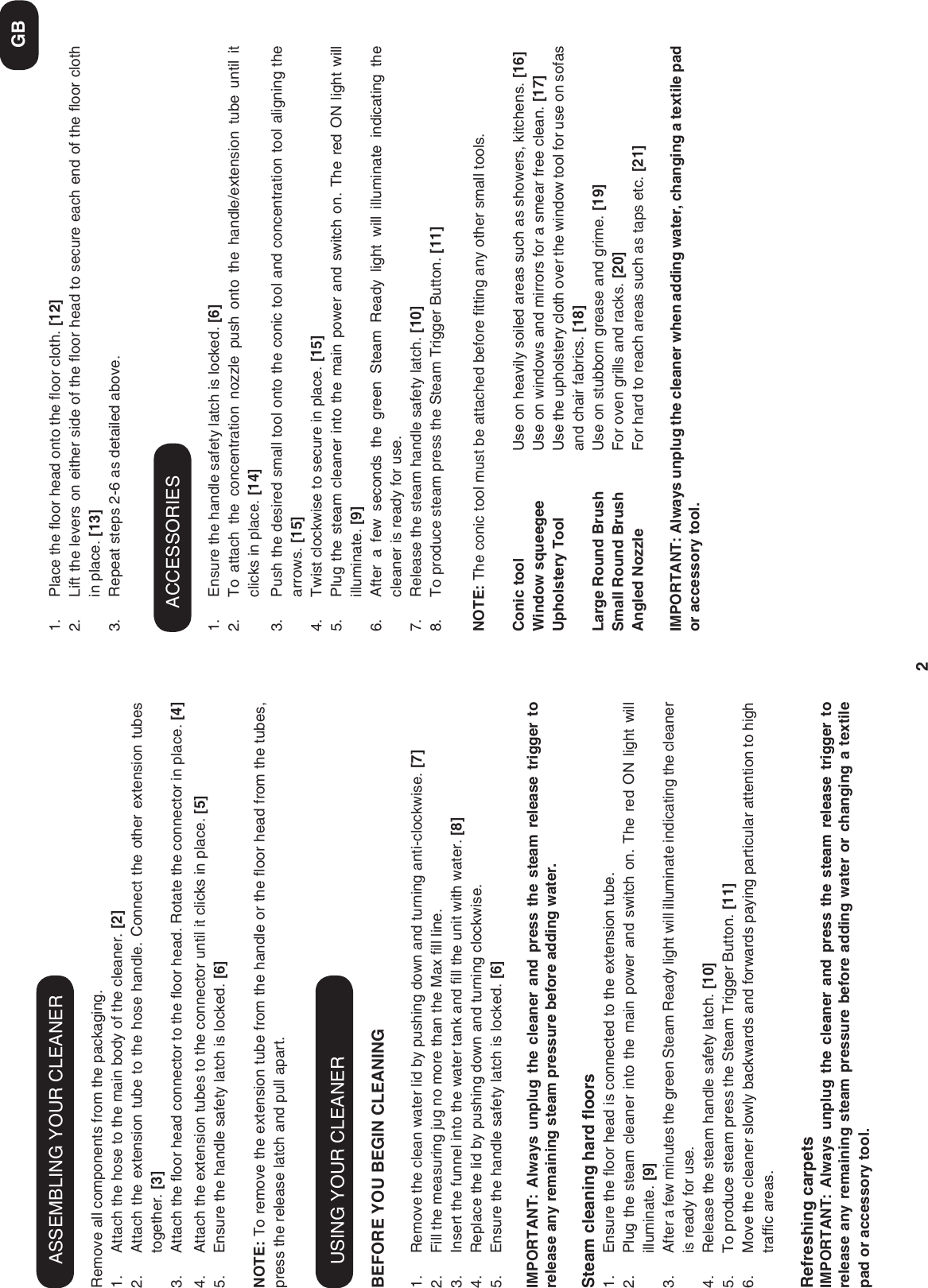 Page 4 of 5 - Hoover Steam Cleaning SteamJet Cylinder Cleaner SCMA1500 Instruction Manual - Product Code 39600136 SCM1500-UK-steam-jet-cyl