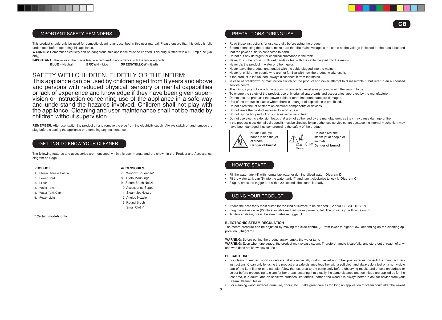 Page 3 of 4 - Hoover Steamjet Handy For UK Cover Instruction Manual SSNH1300