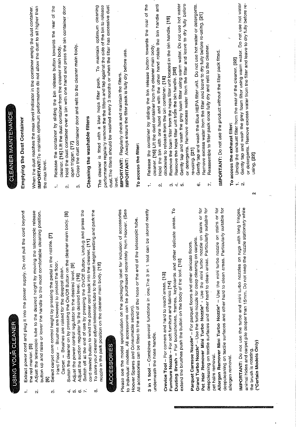 Page 6 of 8 - Hoover Vacuum Cleaner Rush Pets TCR4213 Instruction Manual - Product Code 39000616 TCR4233