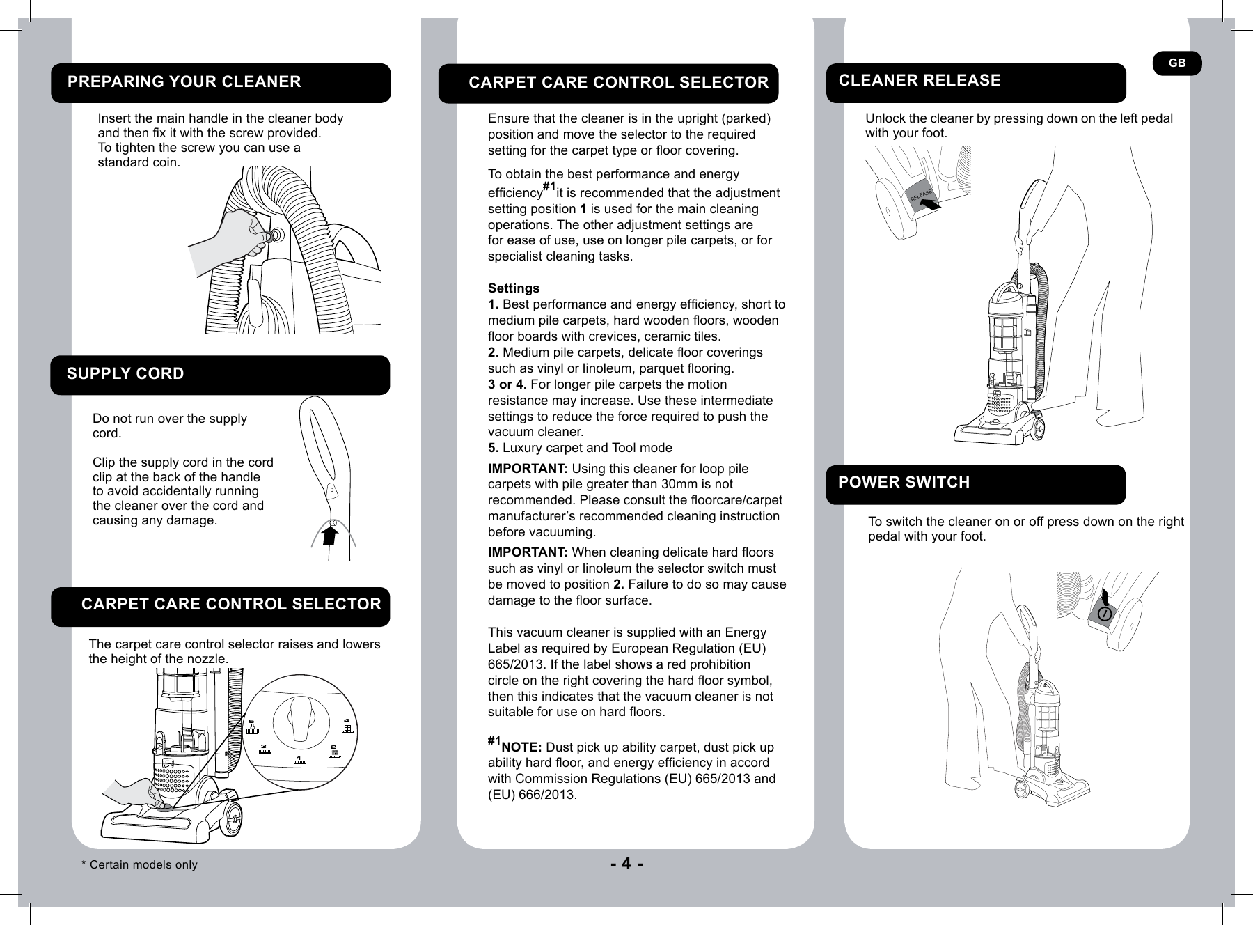 Page 4 of 9 - Hoover Breeze Bagless Upright Vacuum Cleaner TH31BO01 Instruction Manual - Product Code 39100488 TH31-s-manual-UK
