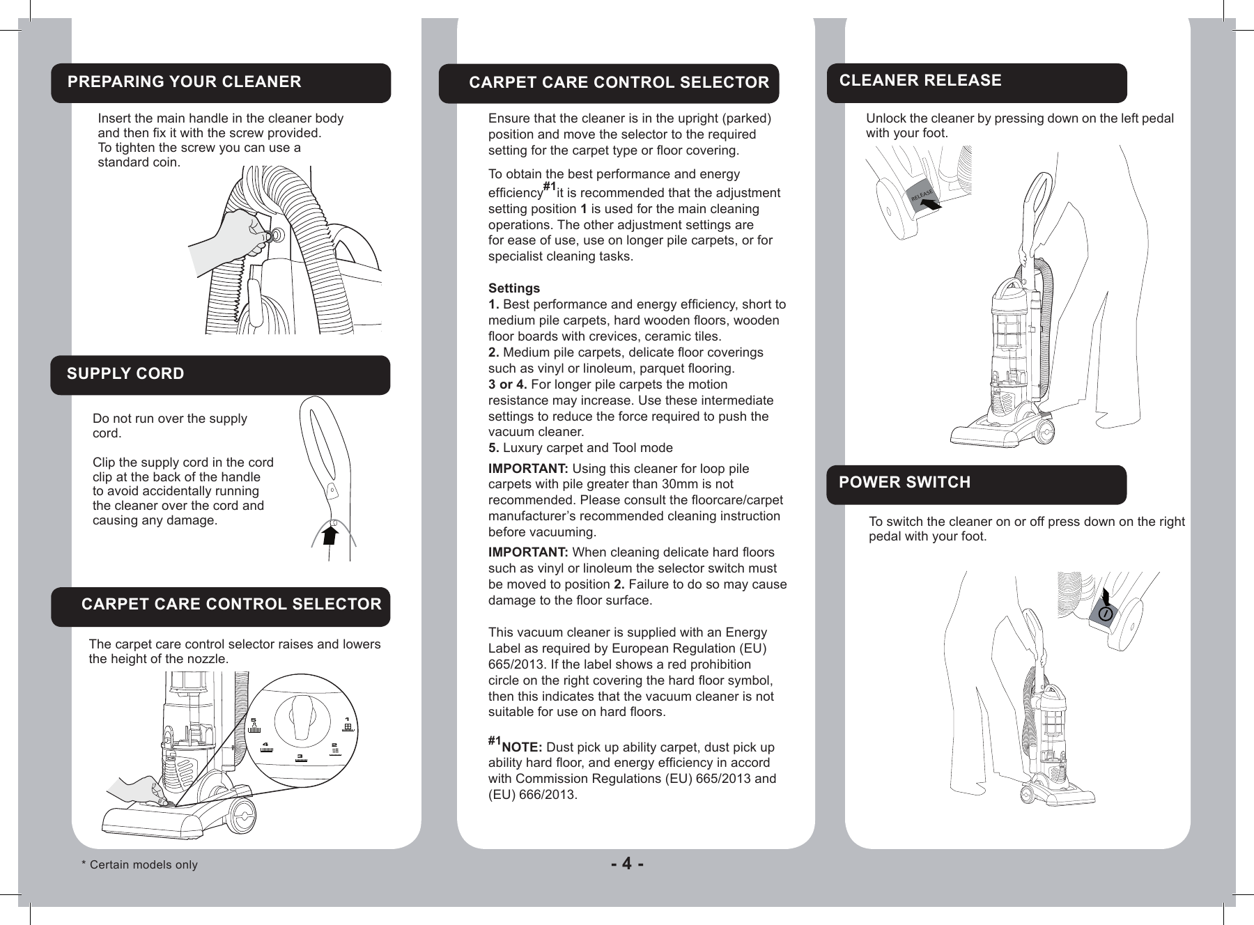 Page 4 of 9 - Hoover Smart Bagless Pets Upright Vacuum Cleaner TH71SM03 Instruction Manual - Product Code 39100401 TH71-BL01BL02
