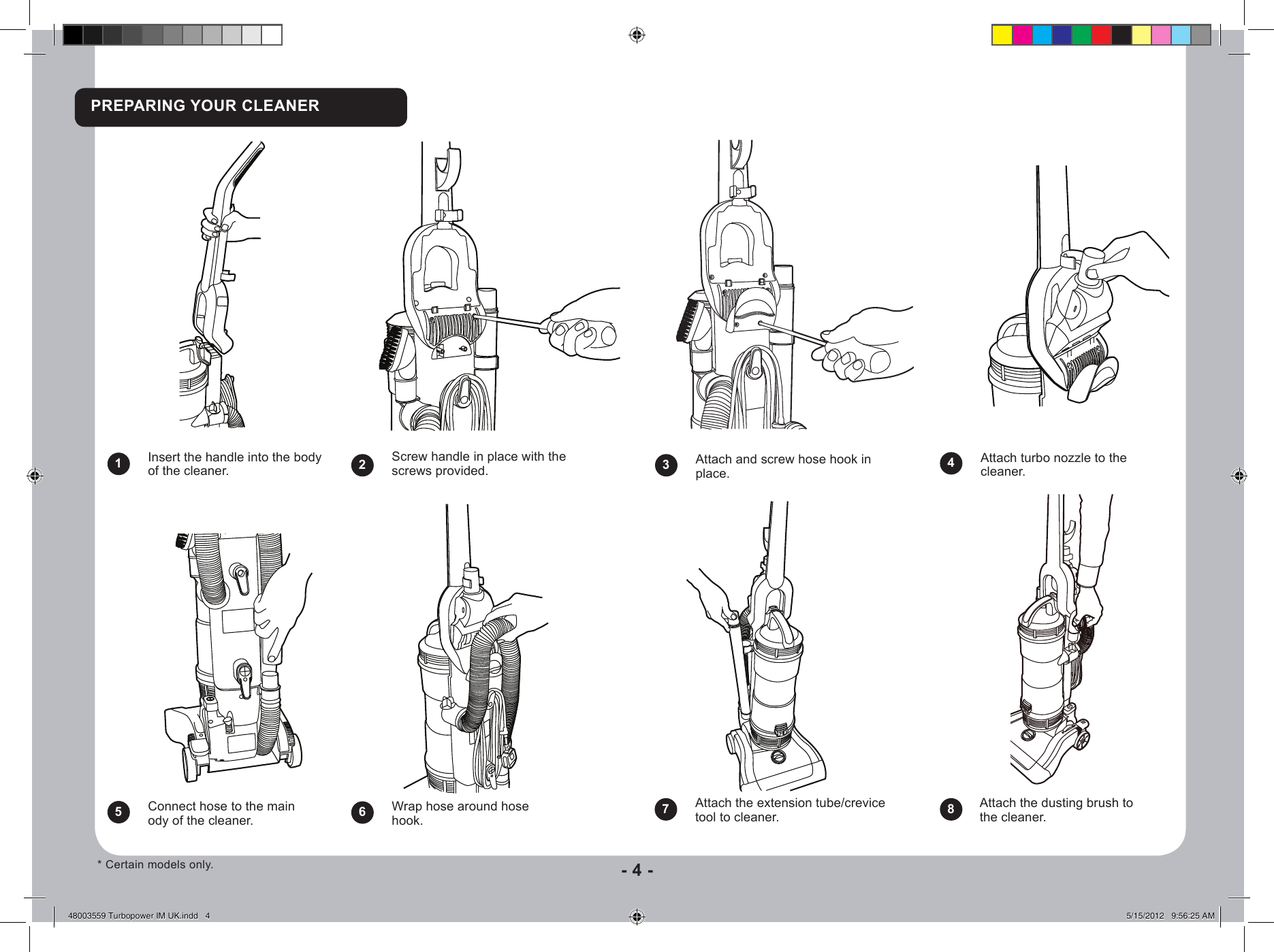 Page 4 of 11 - Hoover Turbo Power Upright Vacuum Cleaner UTP1610 Instruction Manual - Product Code 39100284