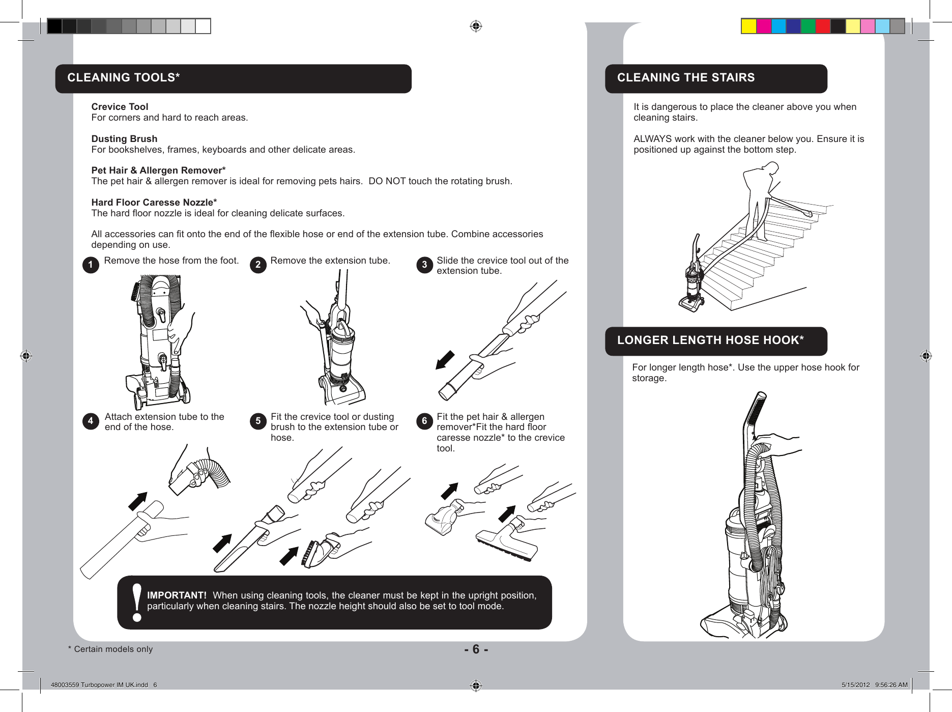 Page 6 of 11 - Hoover Turbo Power Upright Vacuum Cleaner UTP1610 Instruction Manual - Product Code 39100284