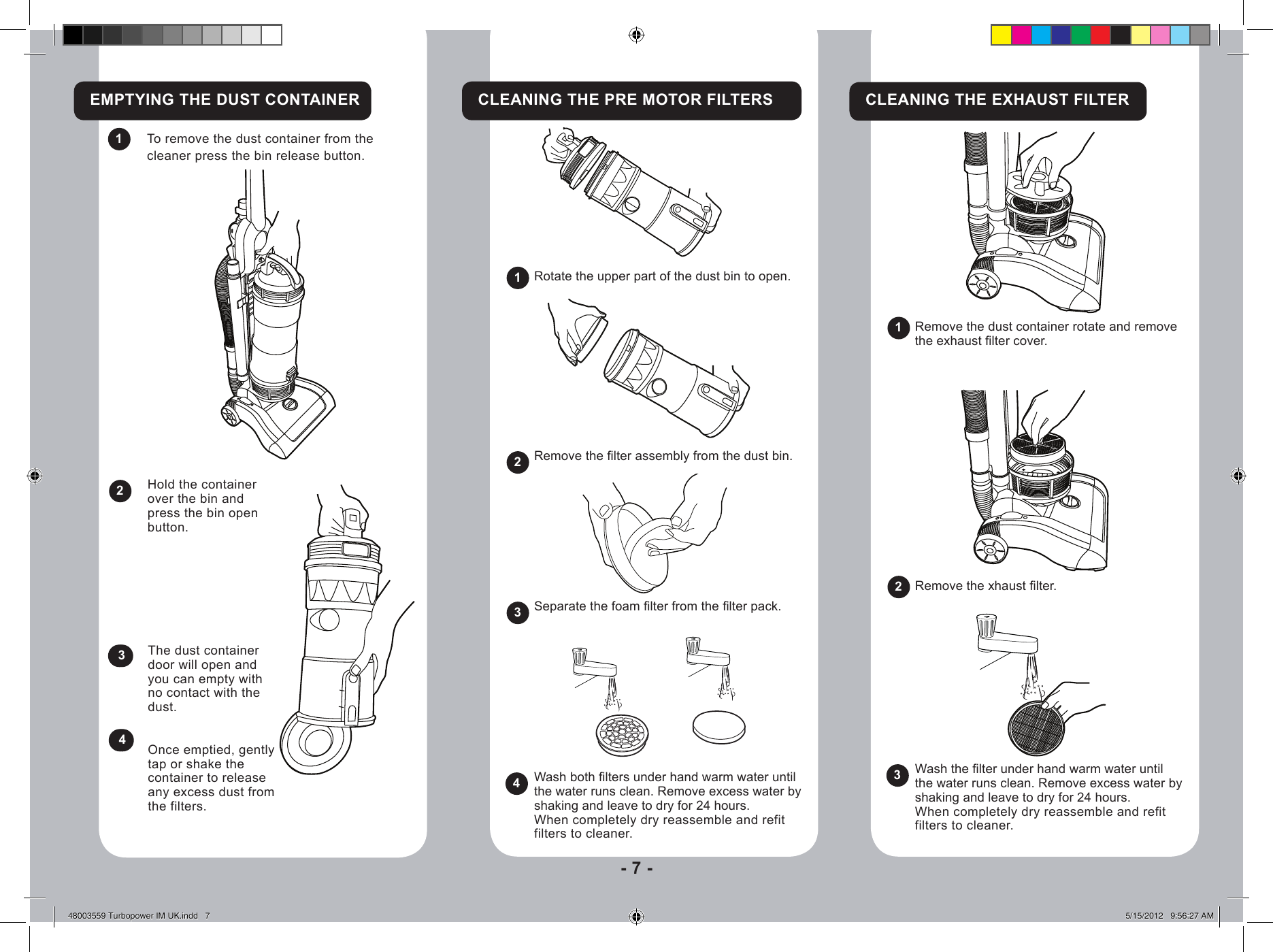 Page 7 of 11 - Hoover Turbo Power Upright Vacuum Cleaner UTP1610 Instruction Manual - Product Code 39100284