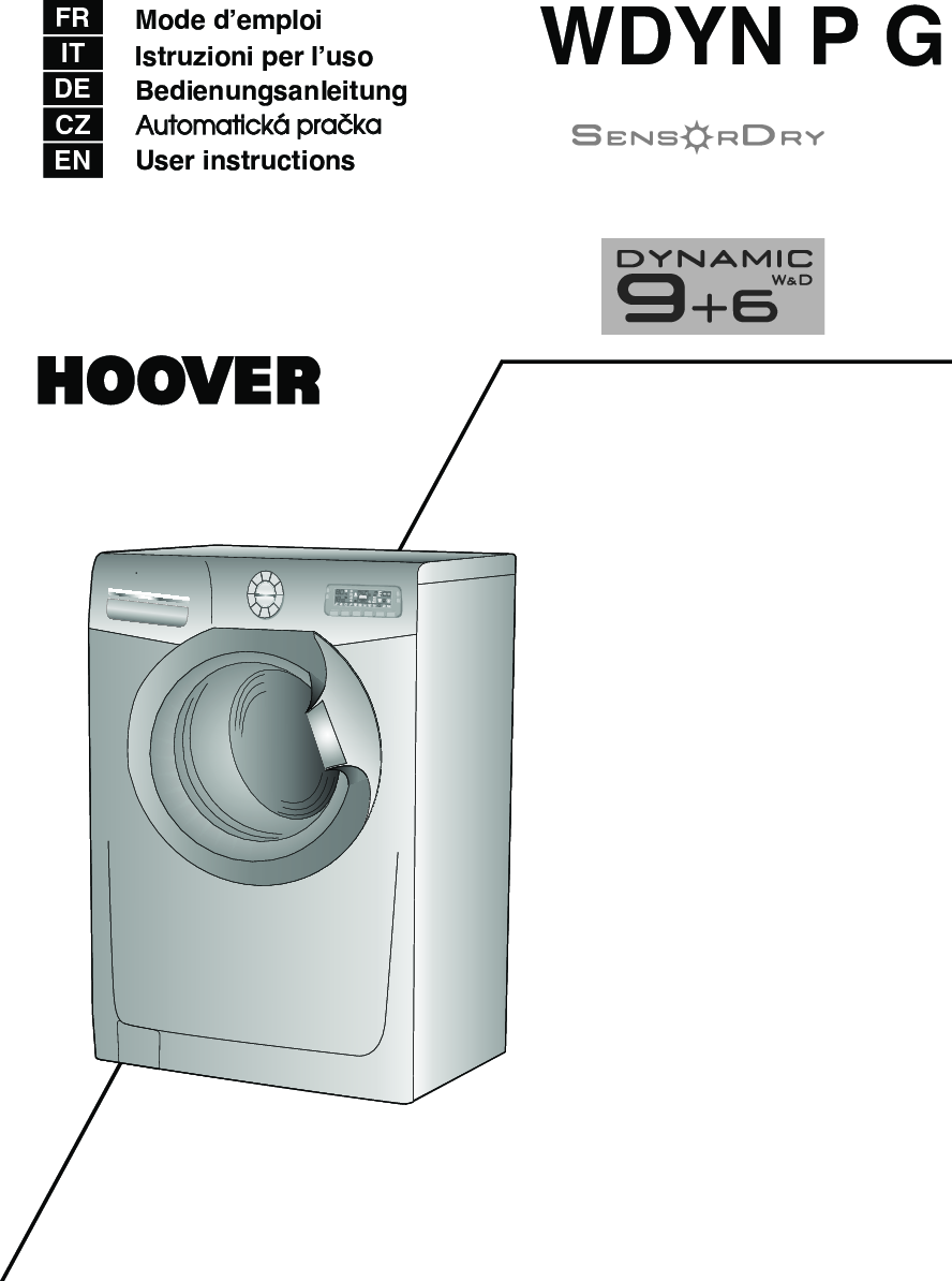 Hoover Washer Dryer Dynamic 9+6 WDYN 9666PG 80 Instruction Manual ...