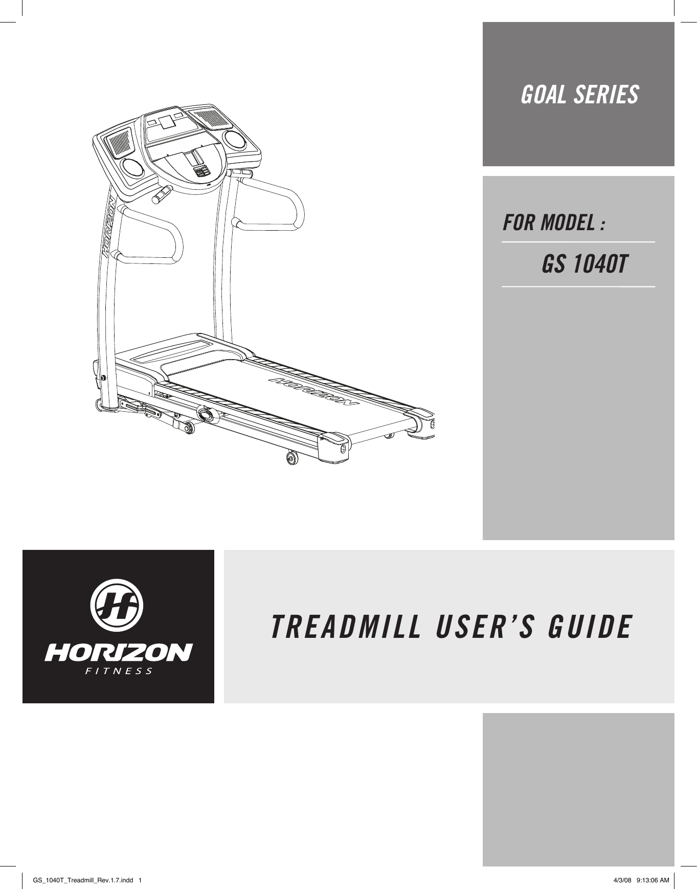 Horizon Fitness Gs 1040T Users Manual