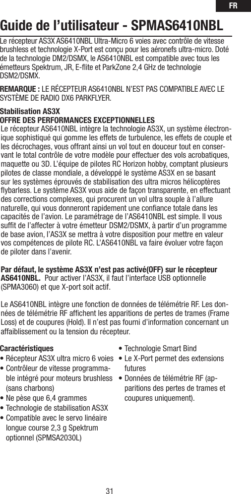 Page 3 of Horizon Hobby AS6410L Receiver User Manual BRWAS6410L France  2