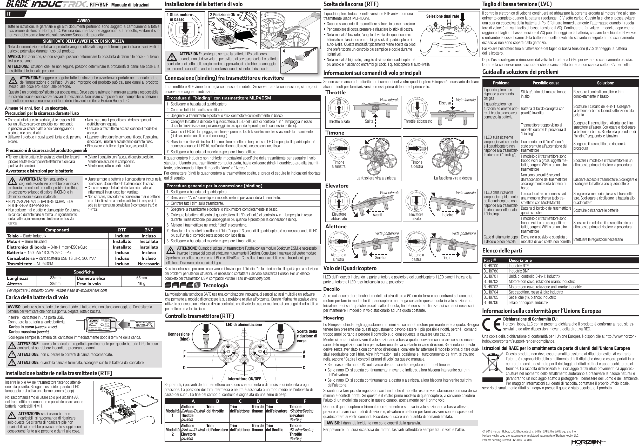 Page 4 of Horizon Hobby BLH8701 Inductrix User Manual 49816 1 BLH Inductrix Manual FINAL indd