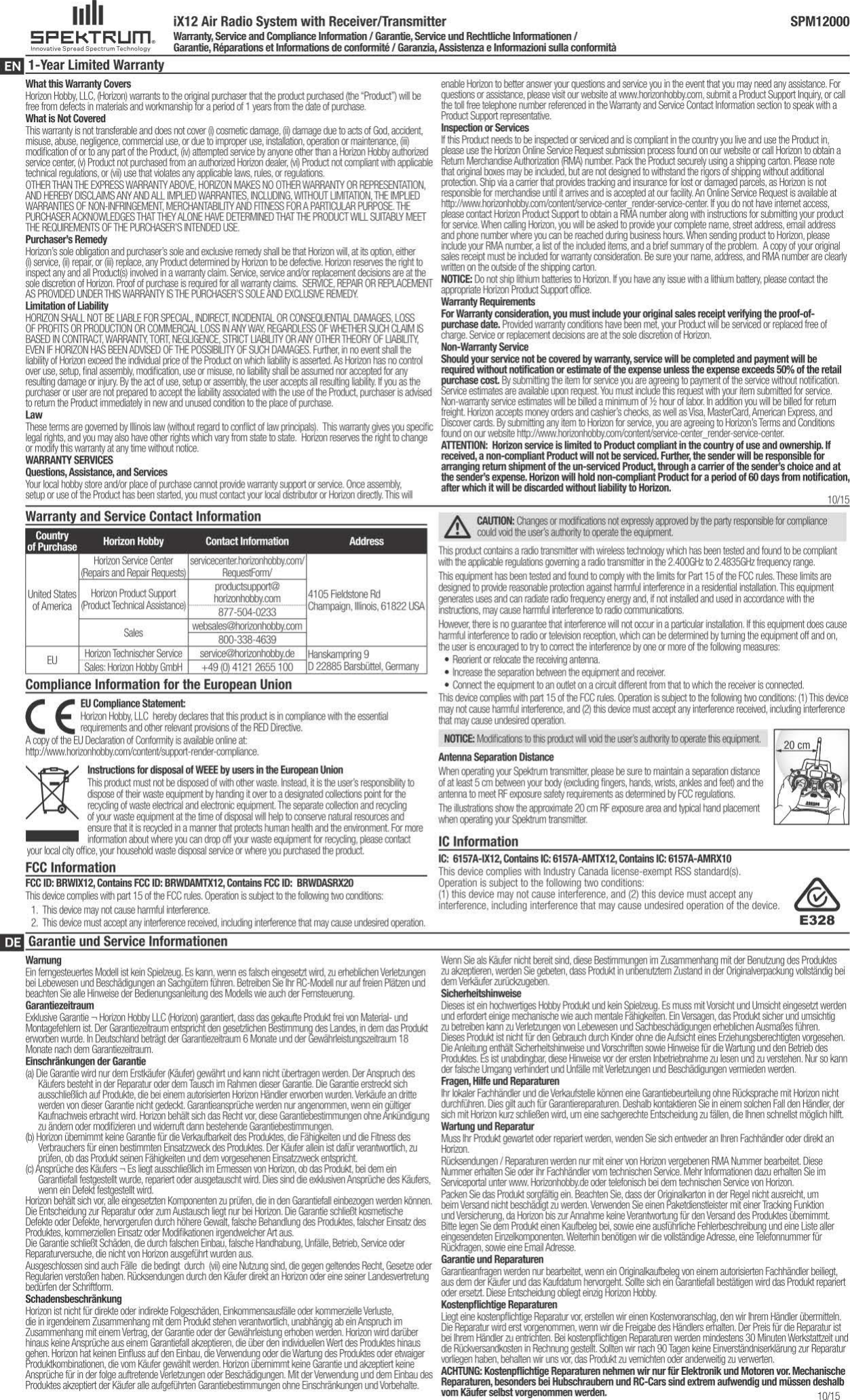 Page 9 of Horizon Hobby IX12 iX12 User Manual 15 iX12 UserMan r1