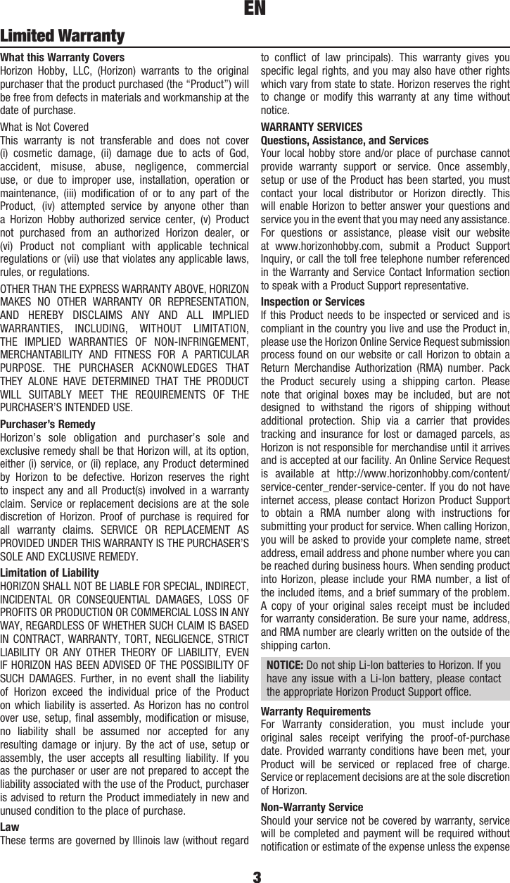 Page 3 of Horizon Hobby RVOS010001 Roguewave User Manual 