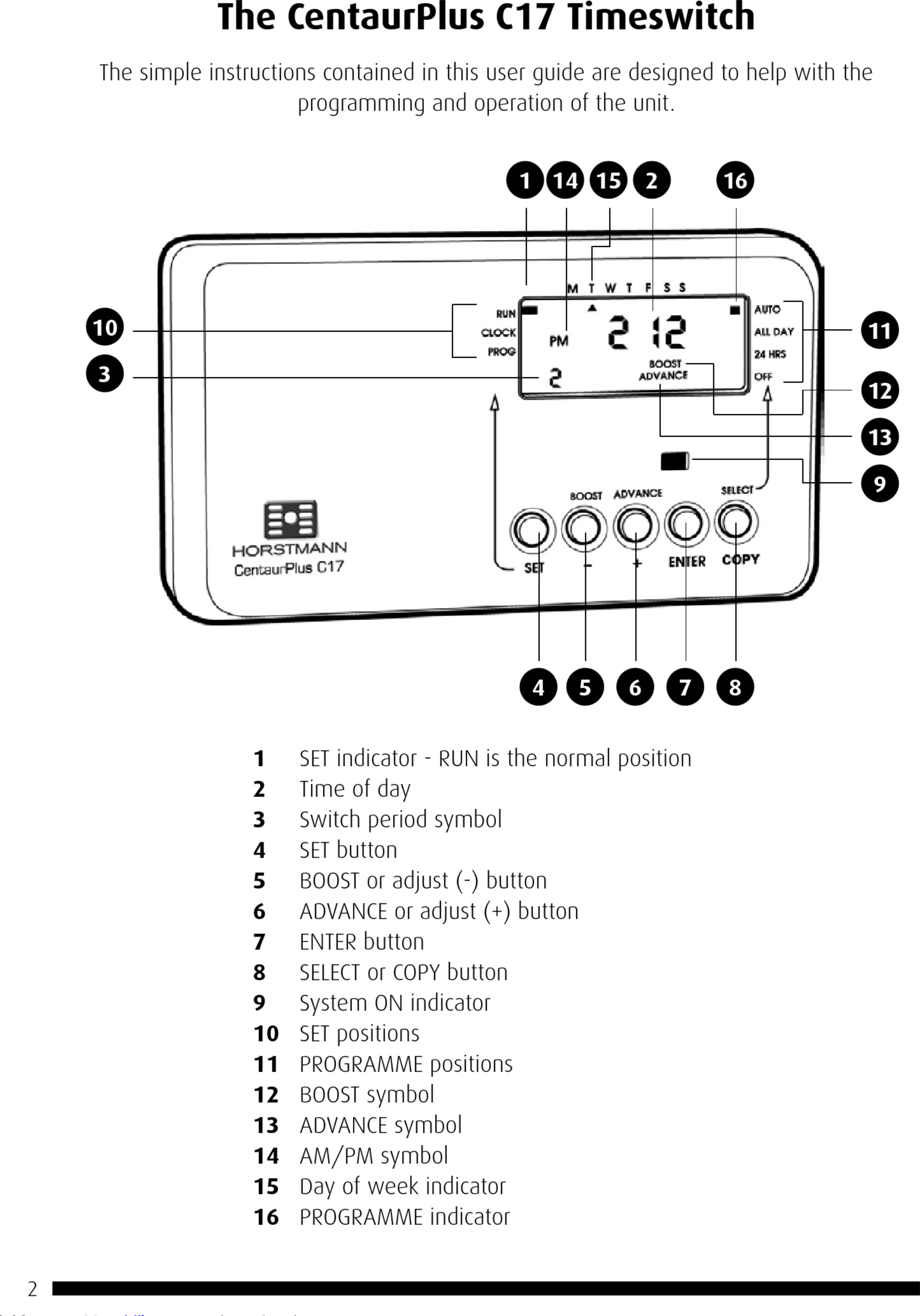 Page 2 of 8 - Horstmann Horstmann-Centaurplus-C17-User-Operating-Instructions-Manual-1002844 User Manual
