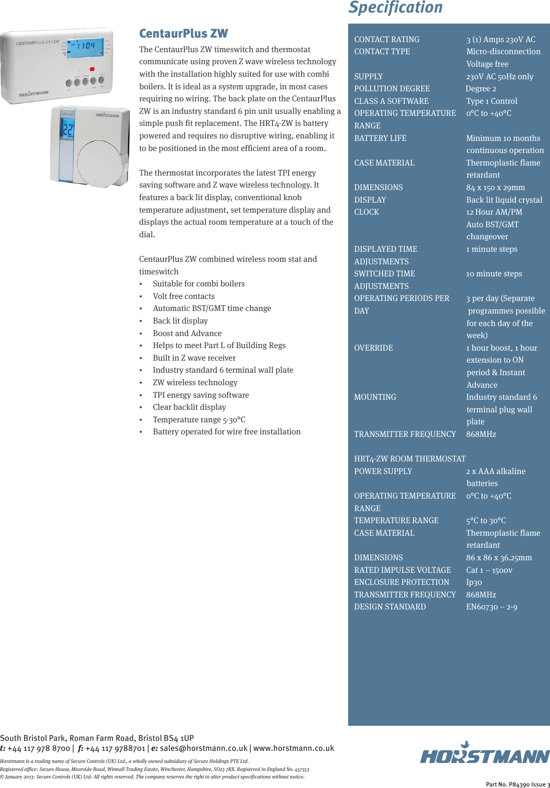 Page 2 of 2 - Horstmann Horstmann-Centaurplus-Zw-Data-Sheet- Centaur Plus ZW Horstmann-centaurplus-zw-data-sheet