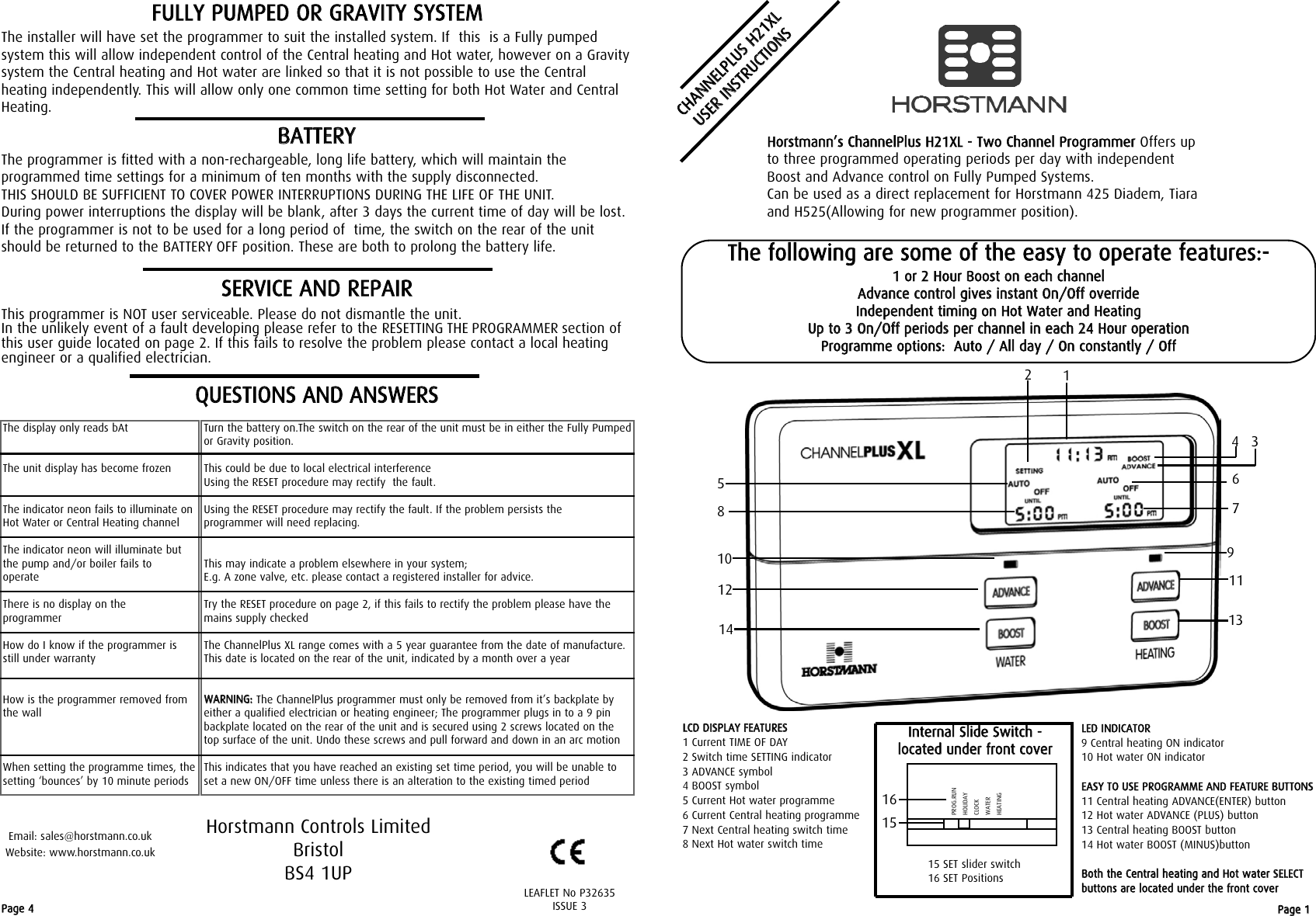 Horstmann Channelplus H21Xl Users Manual U