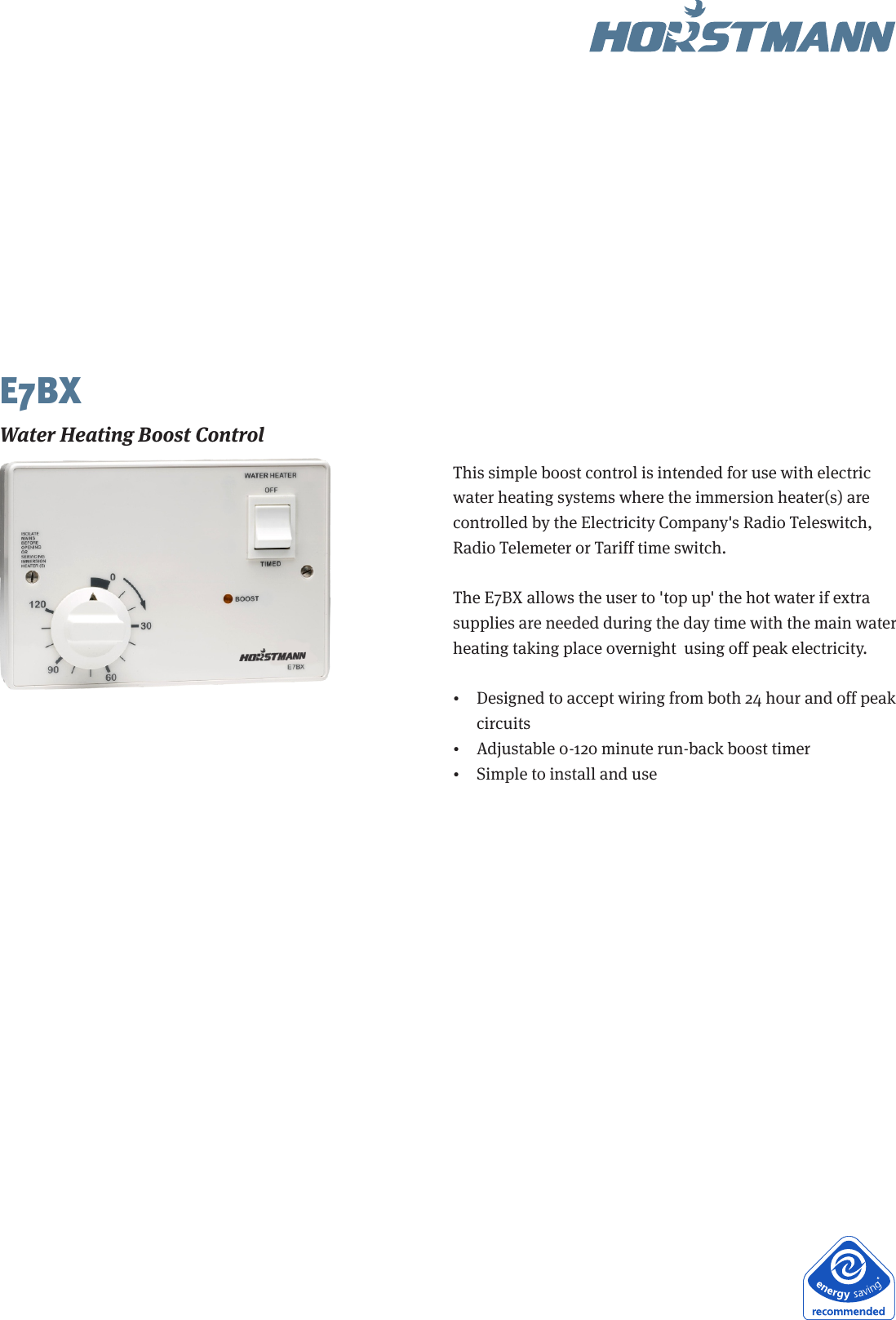 Water Heaters & Boilers Horstmann E7BX Immersion Water Heating Boost