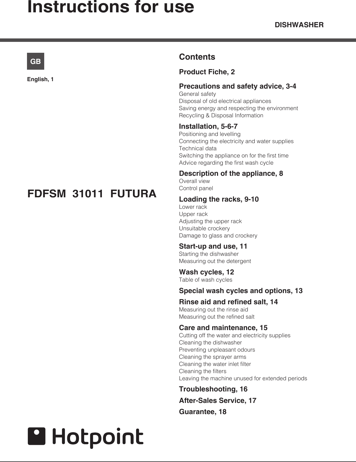 hotpoint futura dishwasher