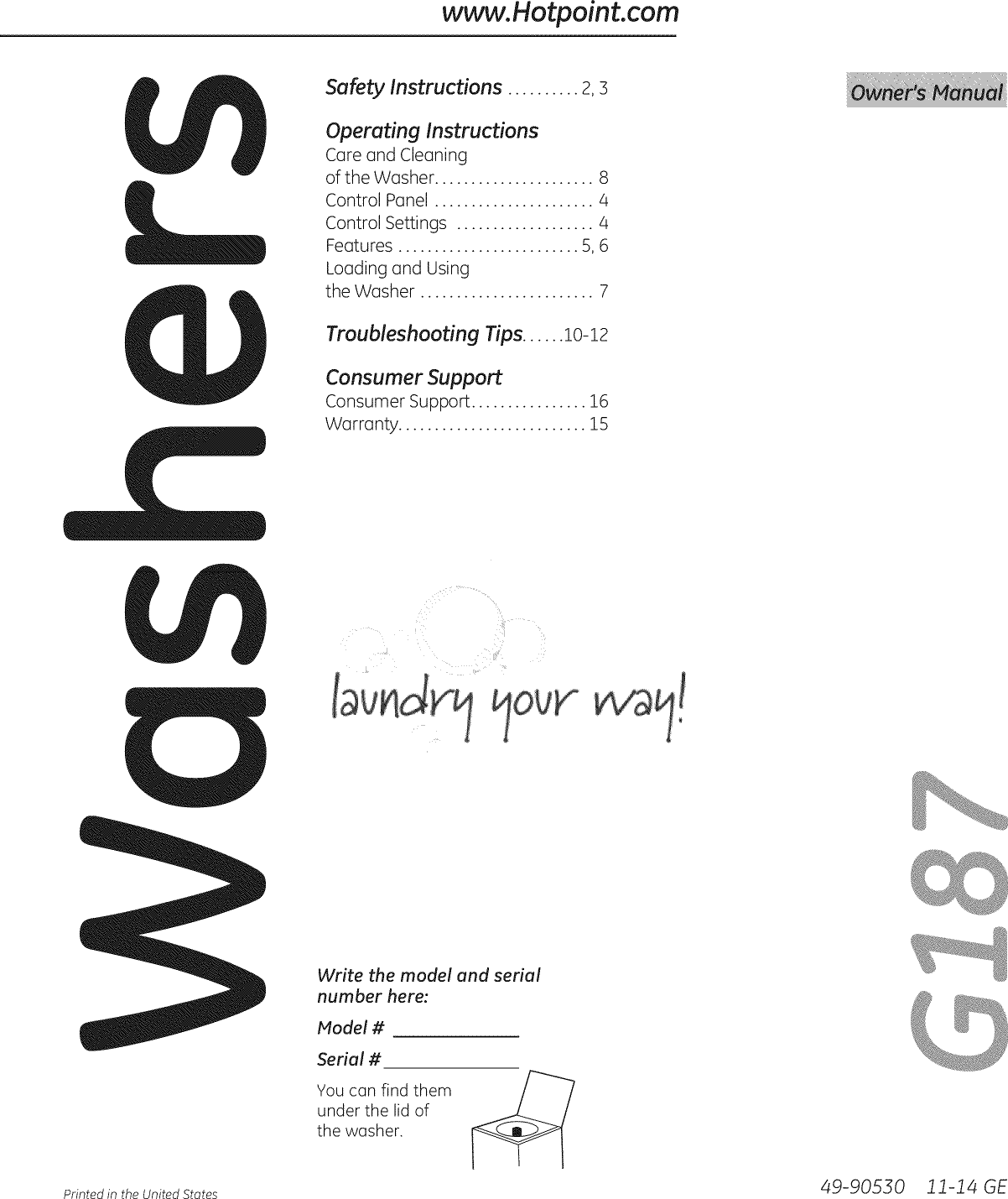 Hotpoint HSWP1000M4WW User Manual WASHER Manuals And Guides 1502392L