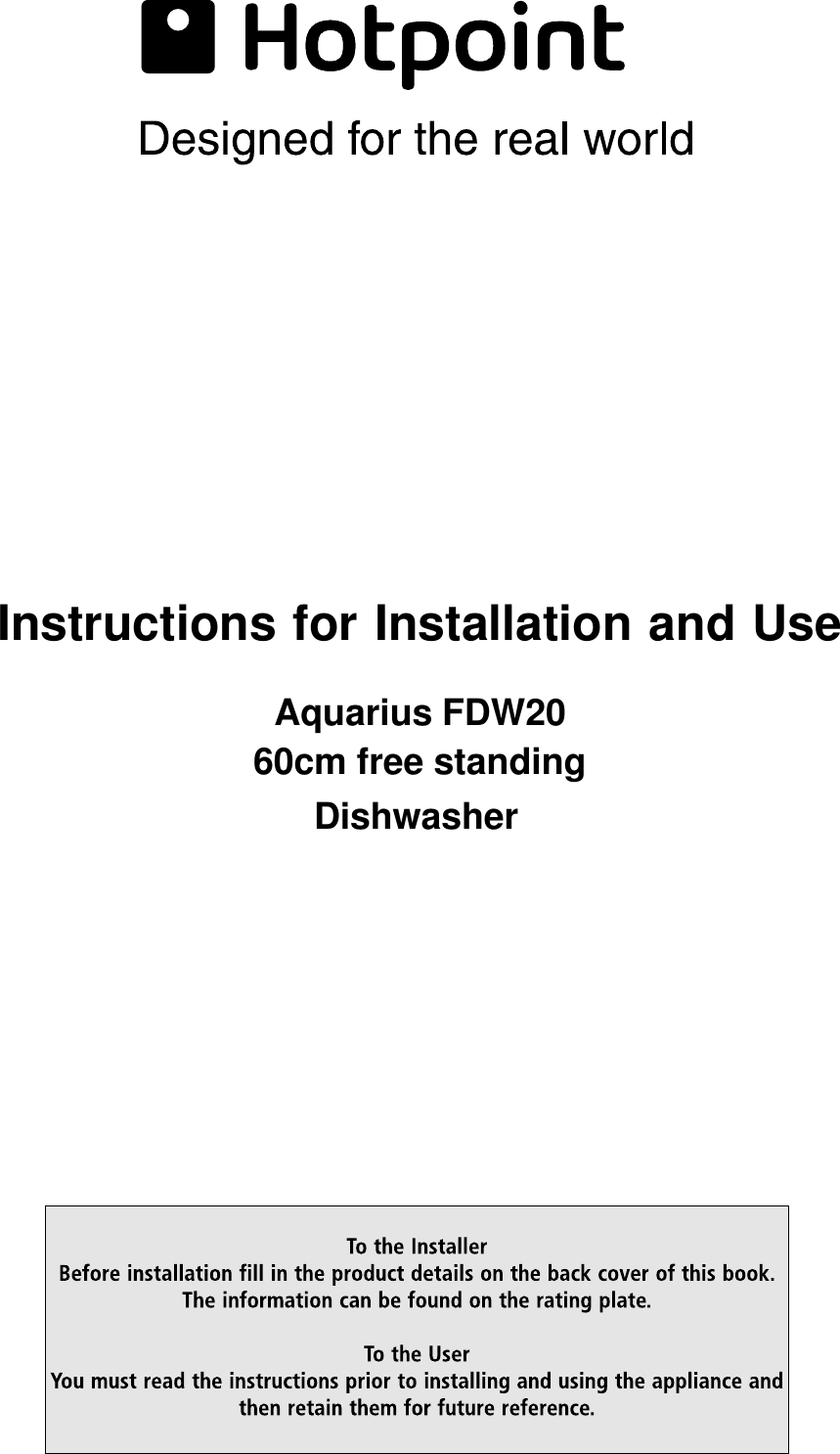 hotpoint aquarius fdw20