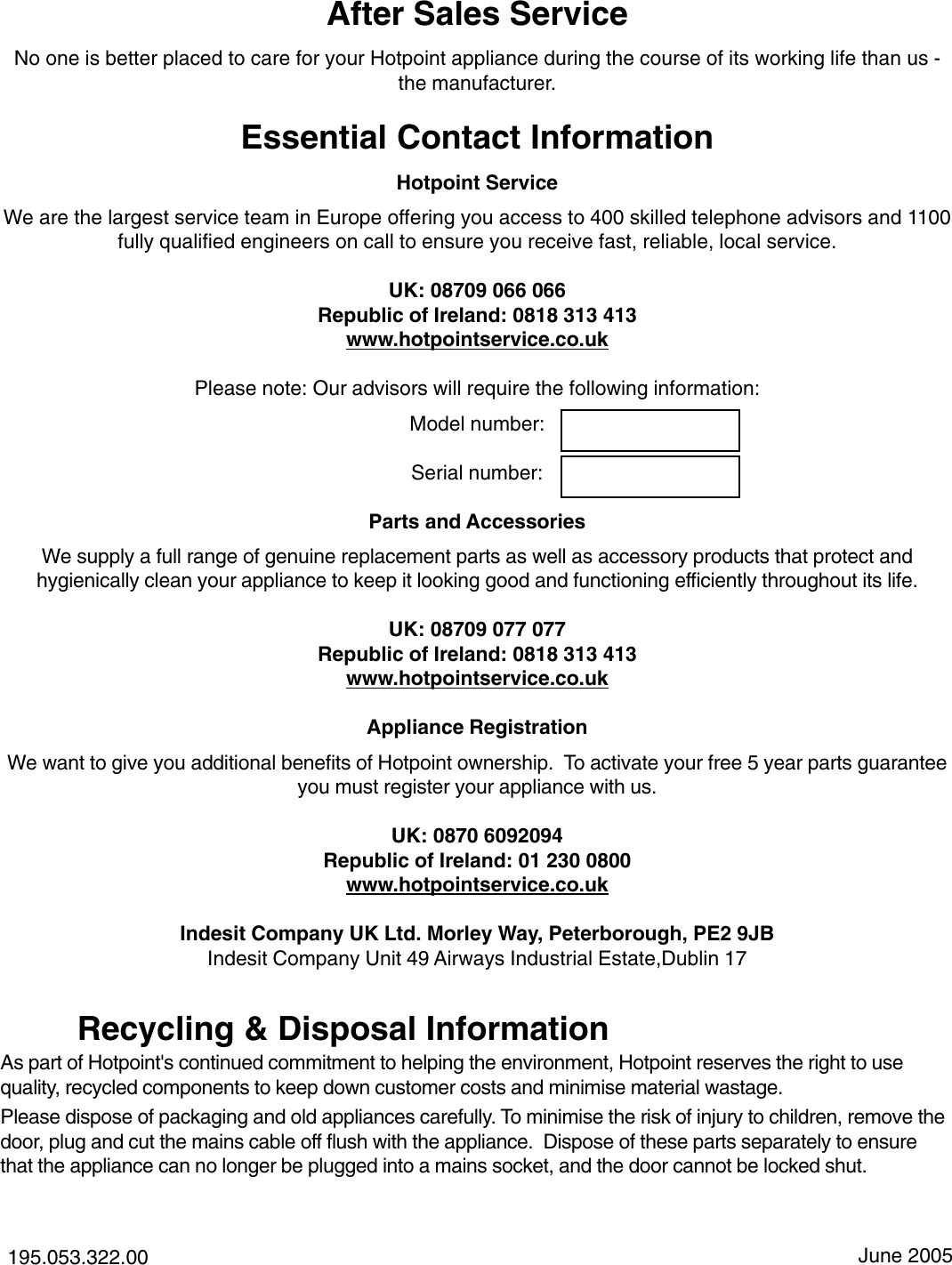 Page 12 of 12 - Hotpoint Hotpoint-Built-In-2-Drawer-Fridge-Hdr190I-Users-Manual- 44802gb  Hotpoint-built-in-2-drawer-fridge-hdr190i-users-manual