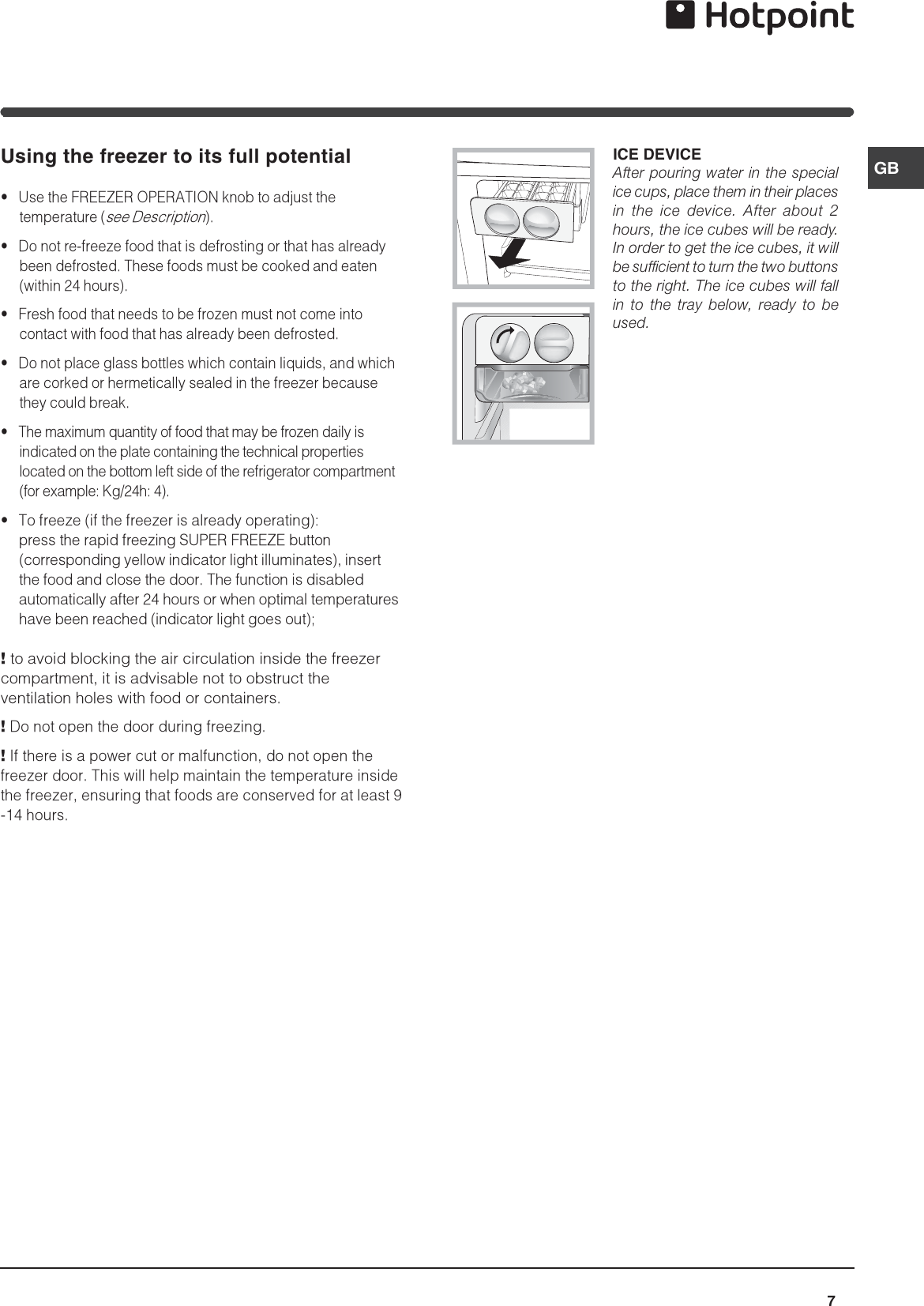 Page 7 of 12 - Hotpoint Hotpoint-Ff4Dk-Users-Manual- 44802gb  Hotpoint-ff4dk-users-manual