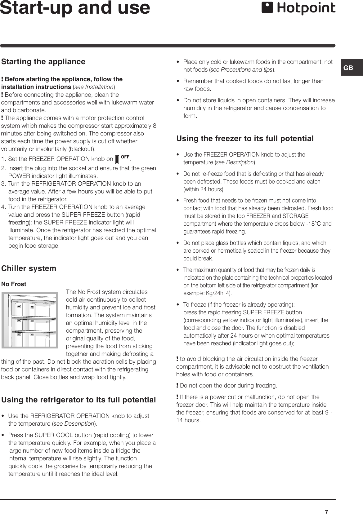 Page 7 of 12 - Hotpoint Hotpoint-Freezer-Combination-Ff40P-Users-Manual- 44802gb  Hotpoint-freezer-combination-ff40p-users-manual