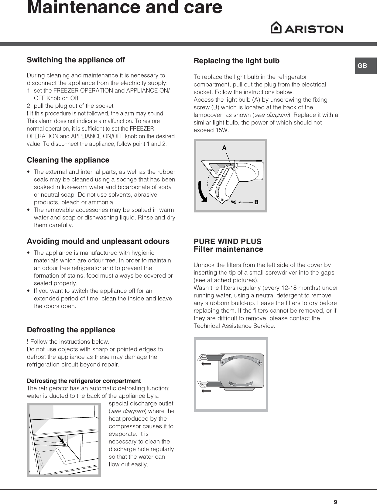 Page 9 of 12 - Hotpoint Hotpoint-Refrigerator-Bcb-333-Avei-Ff-Users-Manual- Hotpoint-Ariston BCB 333 Fridge Freezer Operating Instructions User Guide Manual  Hotpoint-refrigerator-bcb-333-avei-ff-users-manual