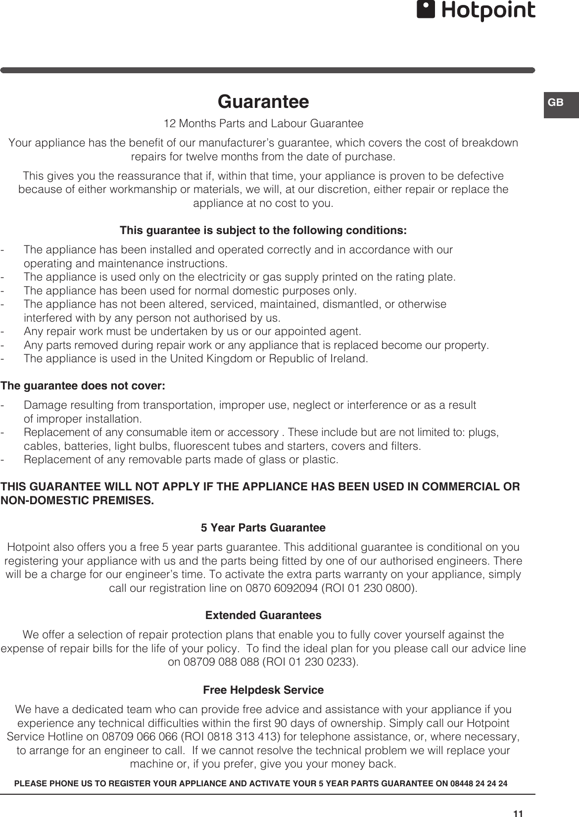 Page 11 of 12 - Hotpoint Hotpoint-Refrigerator-Ffa52X-Users-Manual-  Hotpoint-refrigerator-ffa52x-users-manual