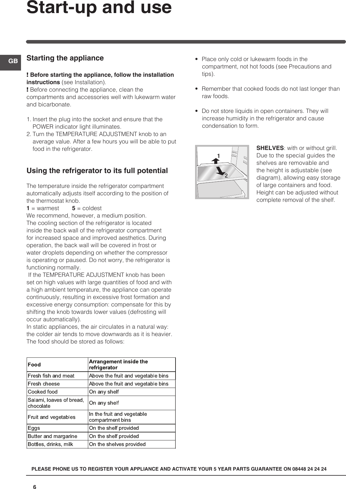 Page 6 of 12 - Hotpoint Hotpoint-Refrigerator-Ffa52X-Users-Manual-  Hotpoint-refrigerator-ffa52x-users-manual