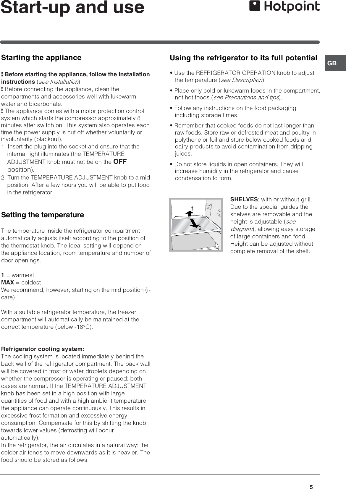 Page 5 of 12 - Hotpoint Hotpoint-Refrigerator-Ffp187Mg-Users-Manual- 44802gb  Hotpoint-refrigerator-ffp187mg-users-manual